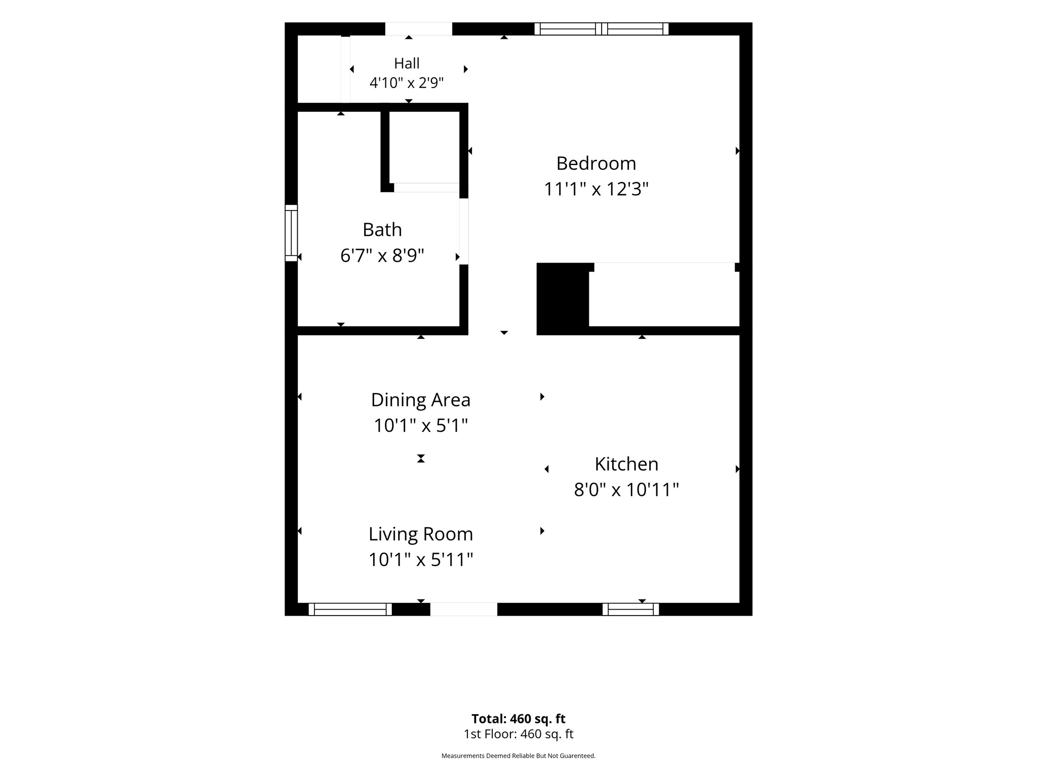 Separate guest-suite floor plan featuring a bedroom, full bathroom, FULL kitchen, and living and dining areas. Dimensions are approximate.