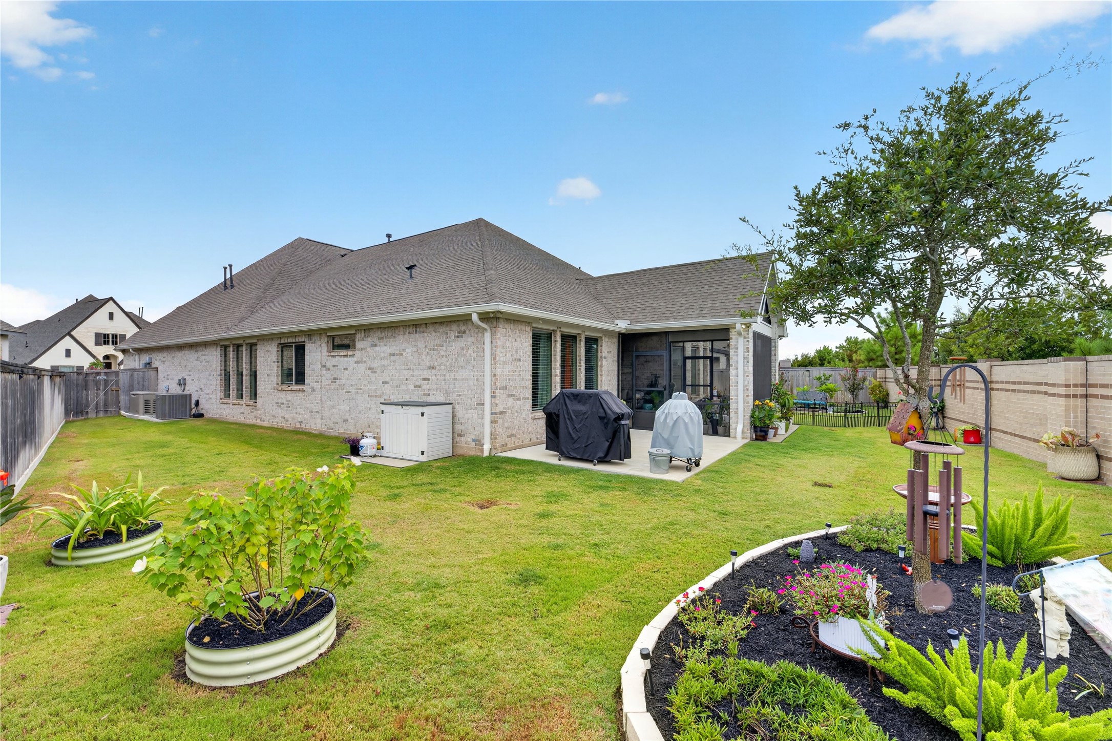 The spacious lot has been thoughtfully designed and lovingly maintained by the owners, showcasing beautiful landscaping and garden areas. This single story, all-brick home also features a whole-house generator.
