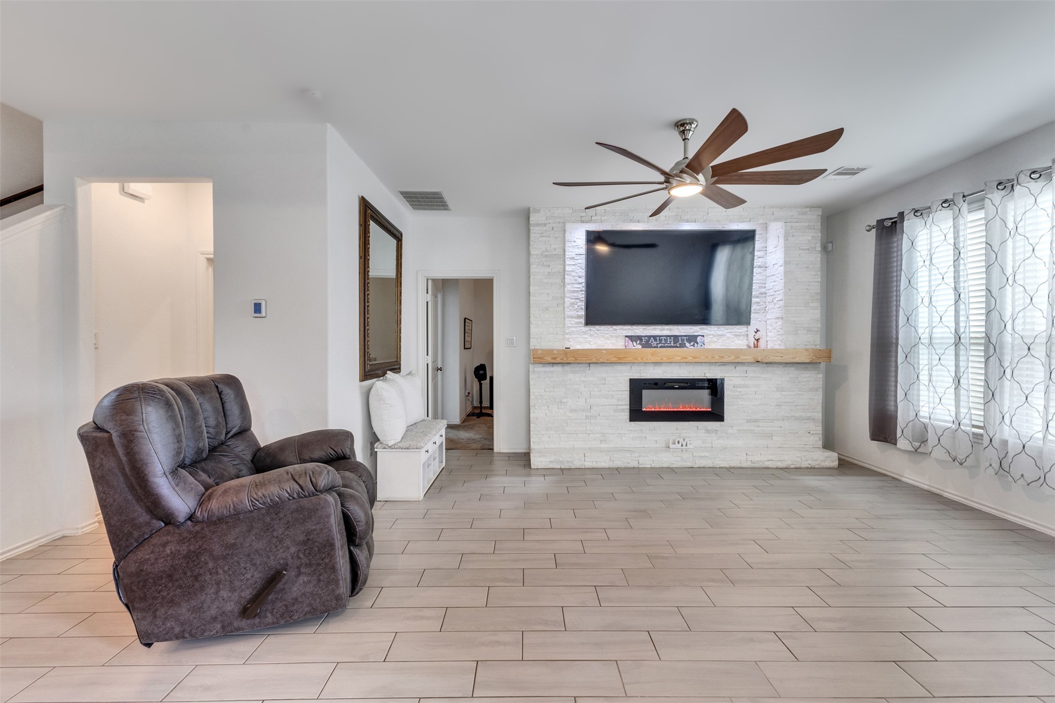 This custom fireplace wall is sure to impress!