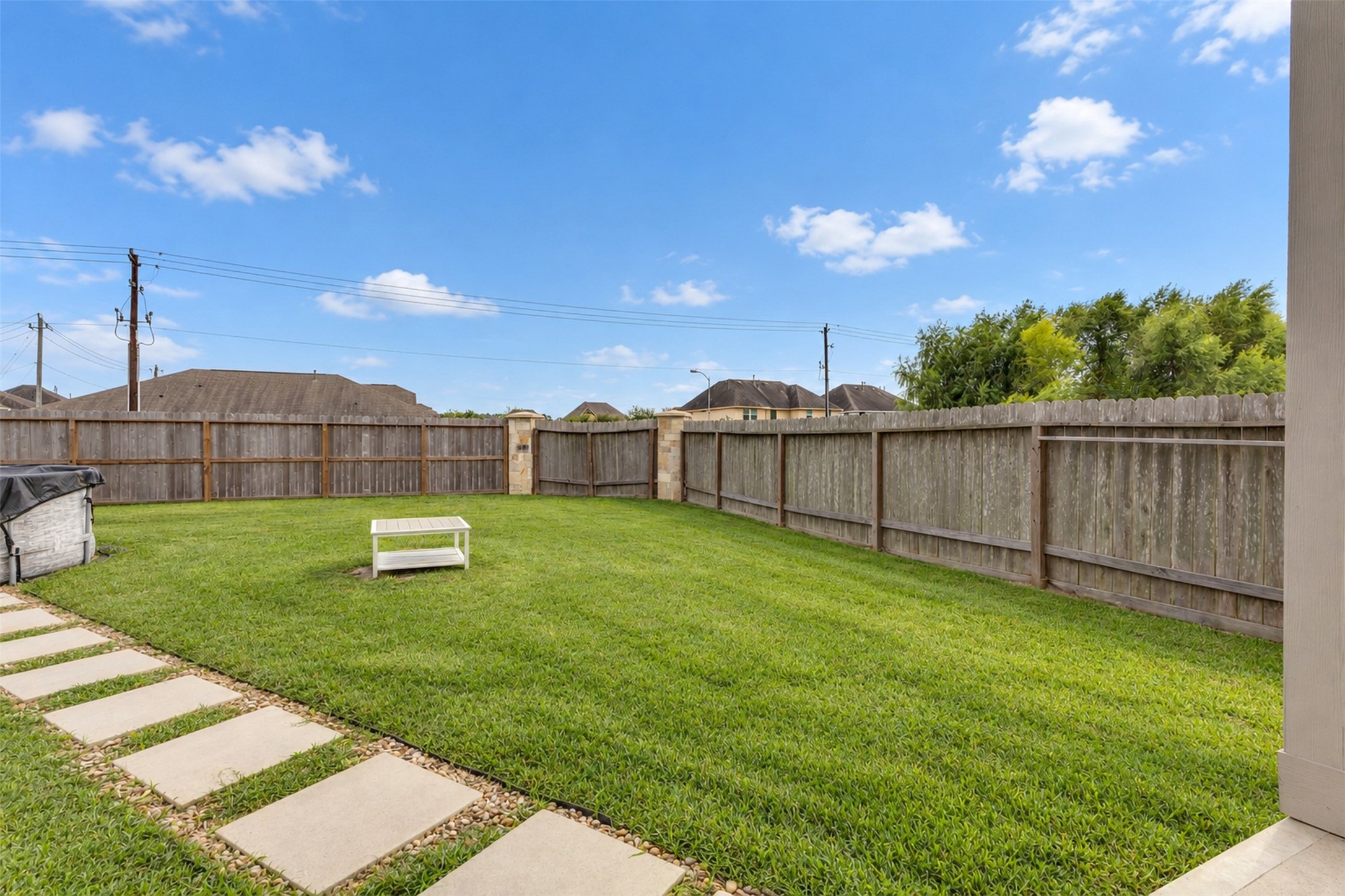 Big backyard offers plenty of space for pets or family to run and play