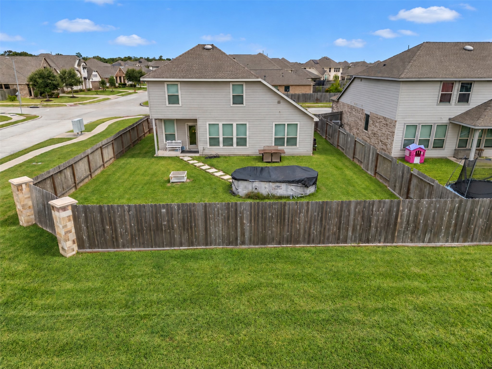The current above ground pool can stay or seller will remove.