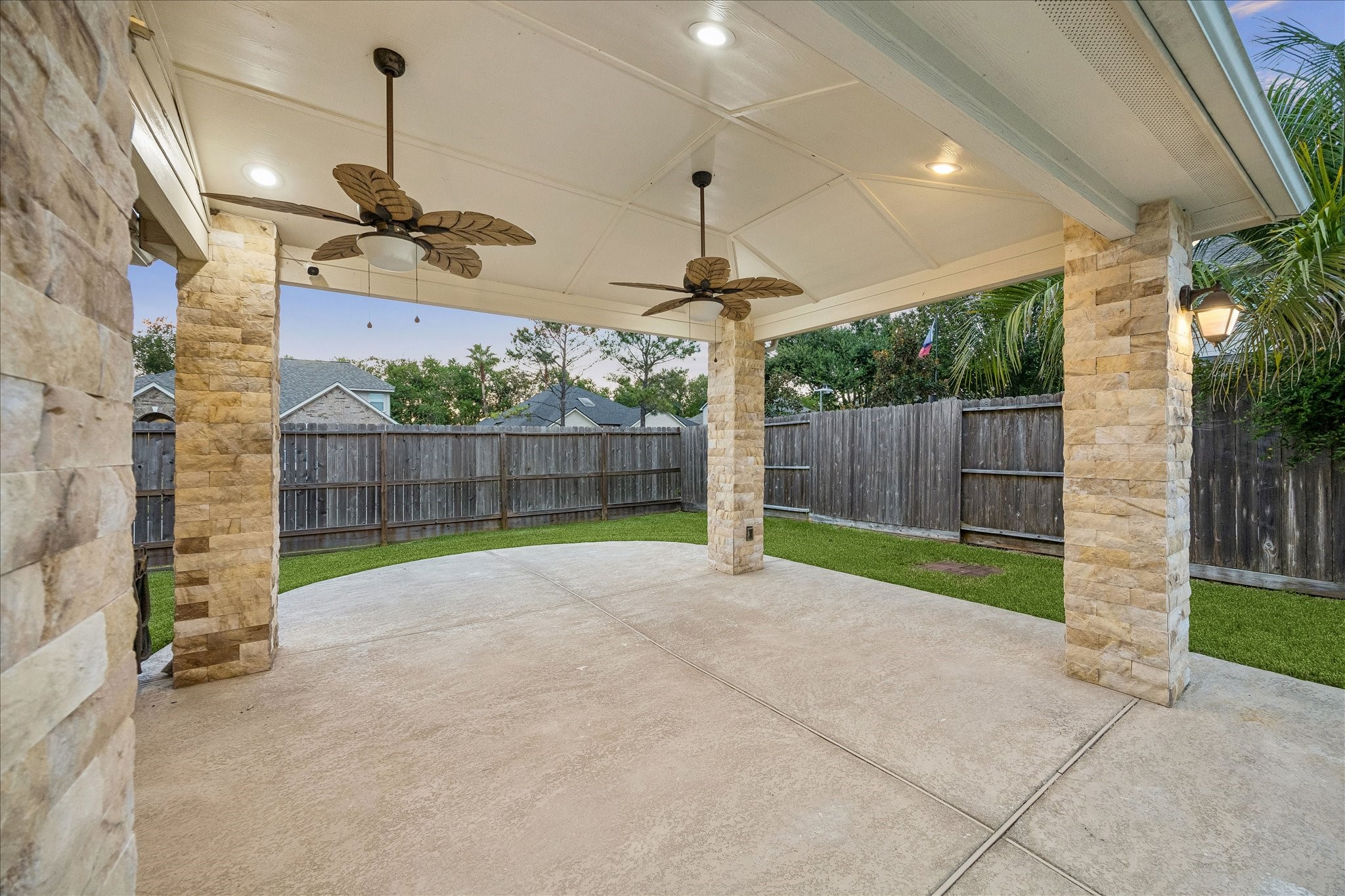Beautiful covered outdoor patio area.