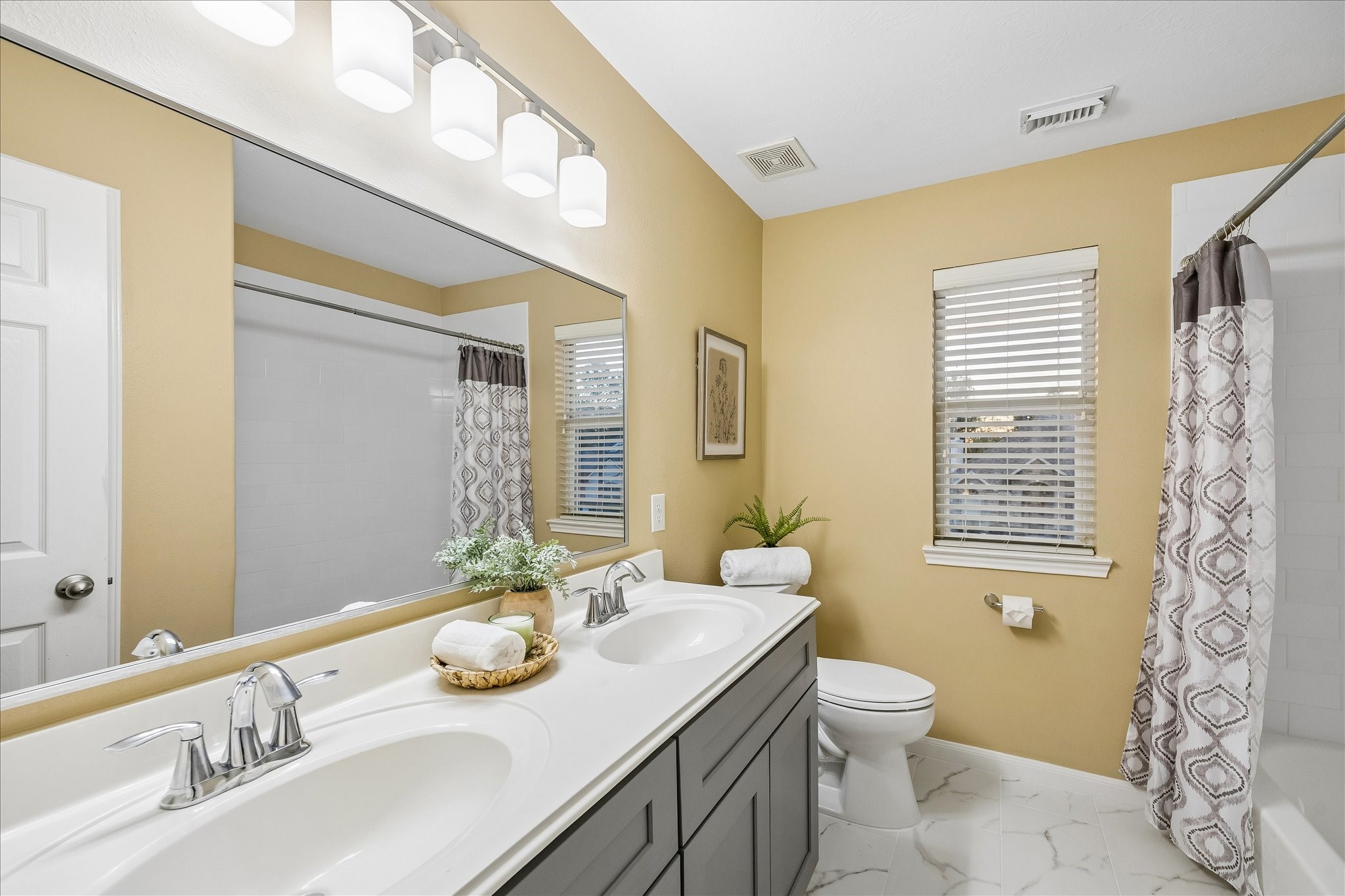 Newly updated secondary bathroom.