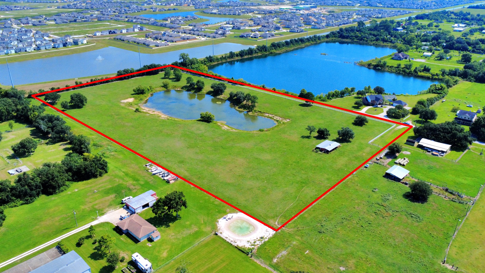 Property line in red is not the exact property boundary line, It is showing what the seller iis currently using including the R.O.W. Buyer to verify property boundary lines.
