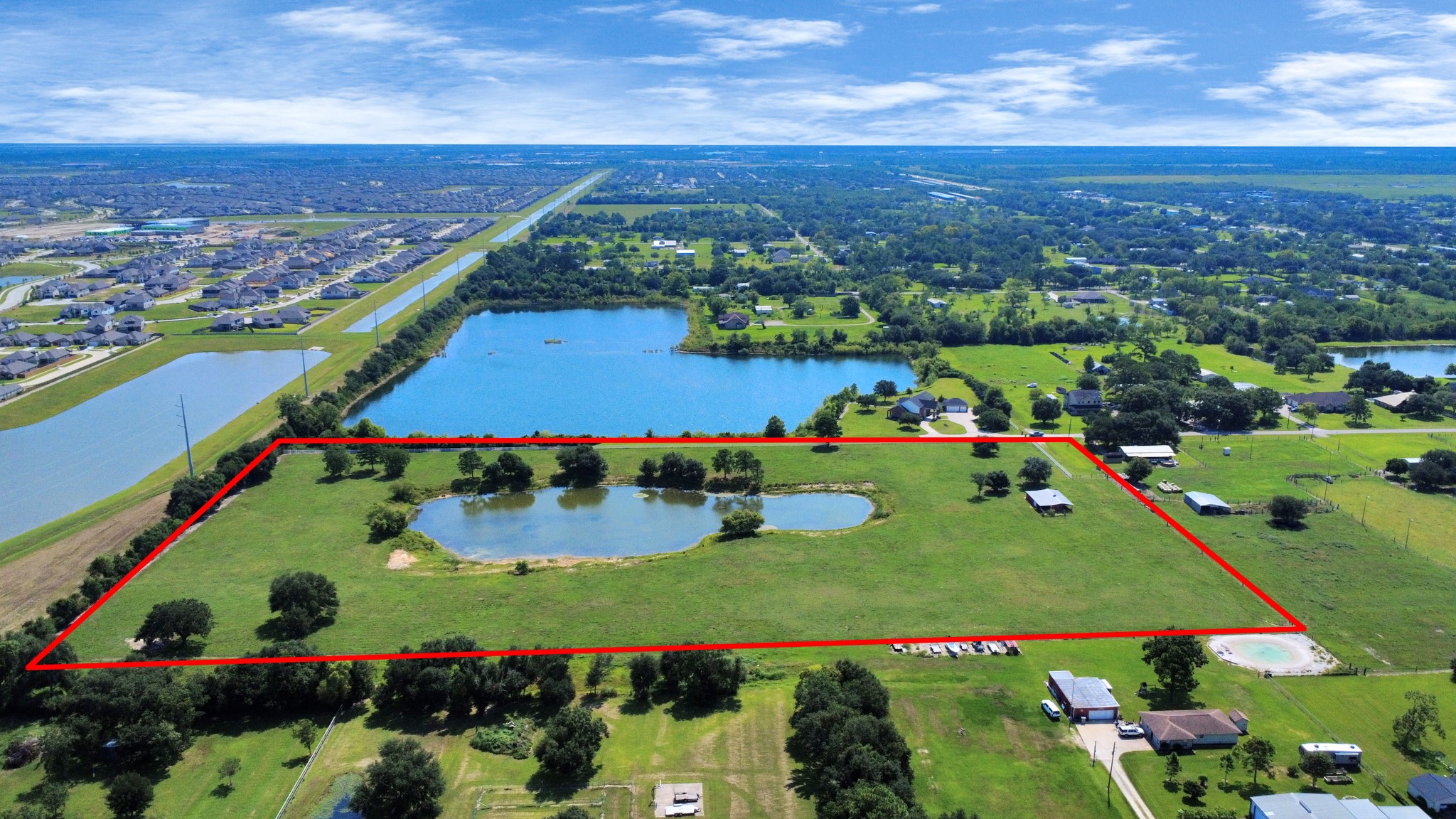 Property line in red is not the exact property boundary line, It is showing what the seller iis currently using including the R.O.W. Buyer to verify property boundary lines.