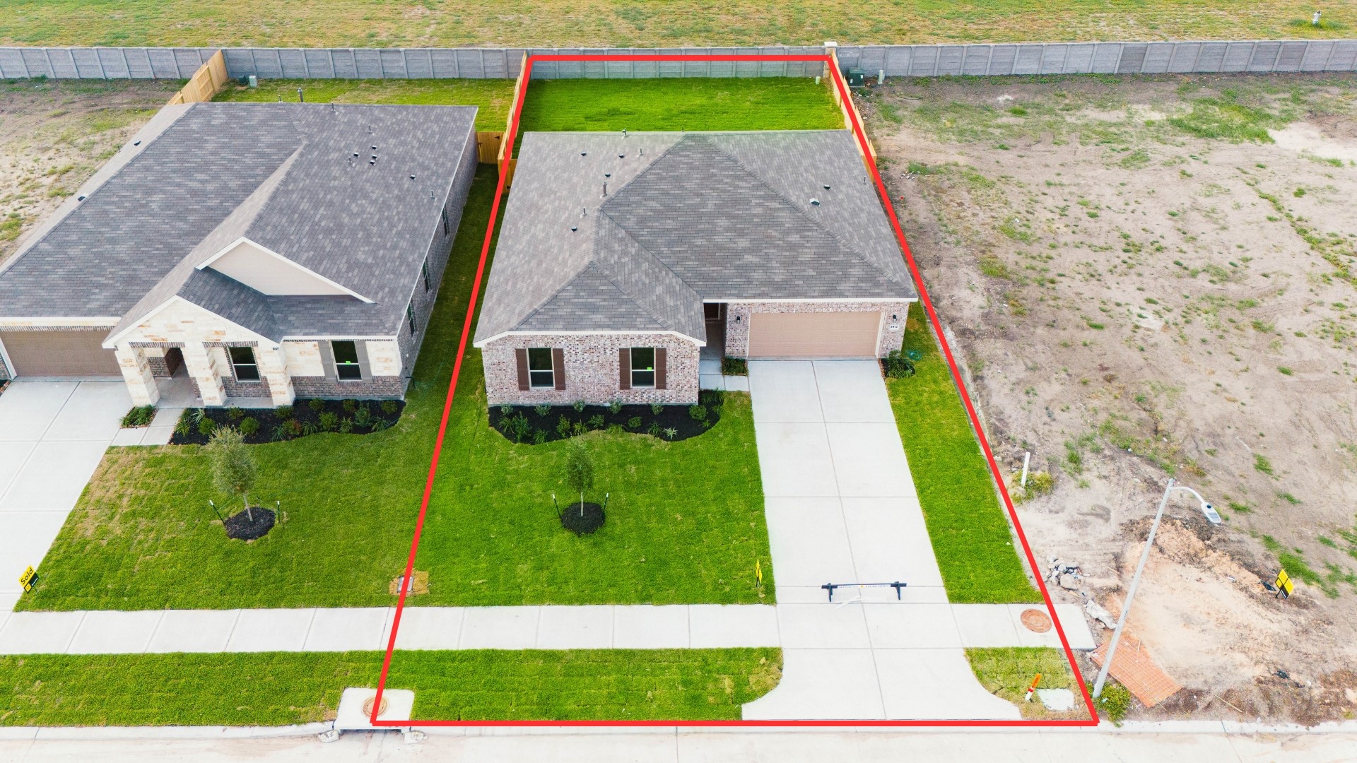Amazing aerial shot of this gorgeous KB Home home situated on a large lot with no back neighbors, lush landscaping, well manicured front lawn and a wonderful back.