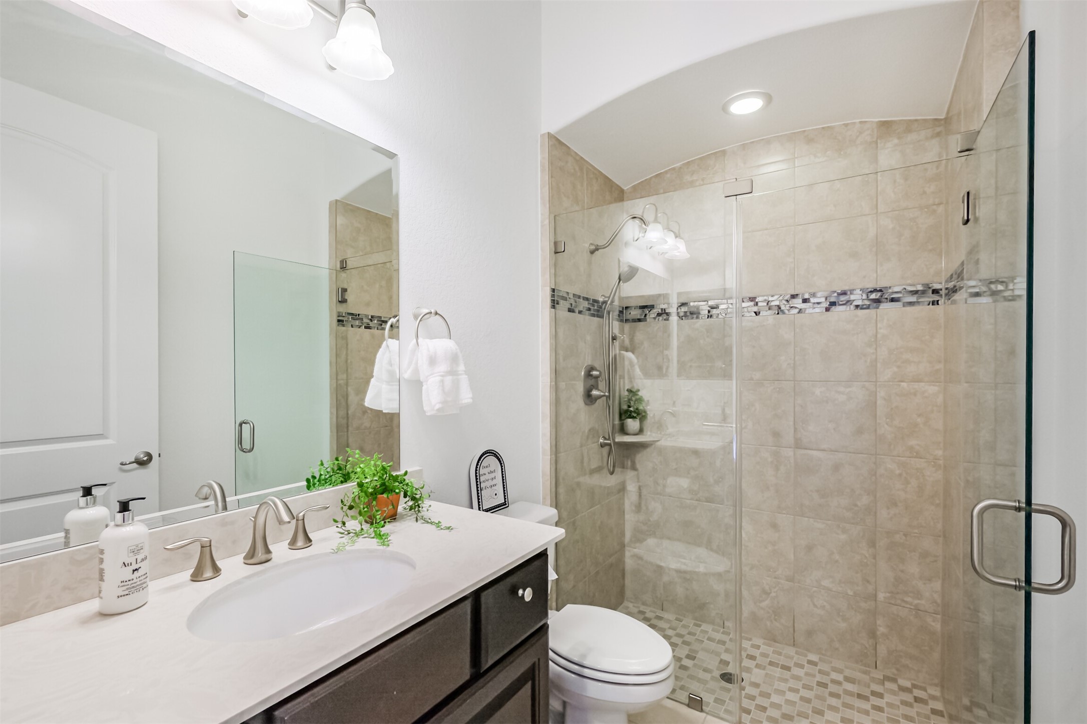 Full bathroom with large walk-in shower!