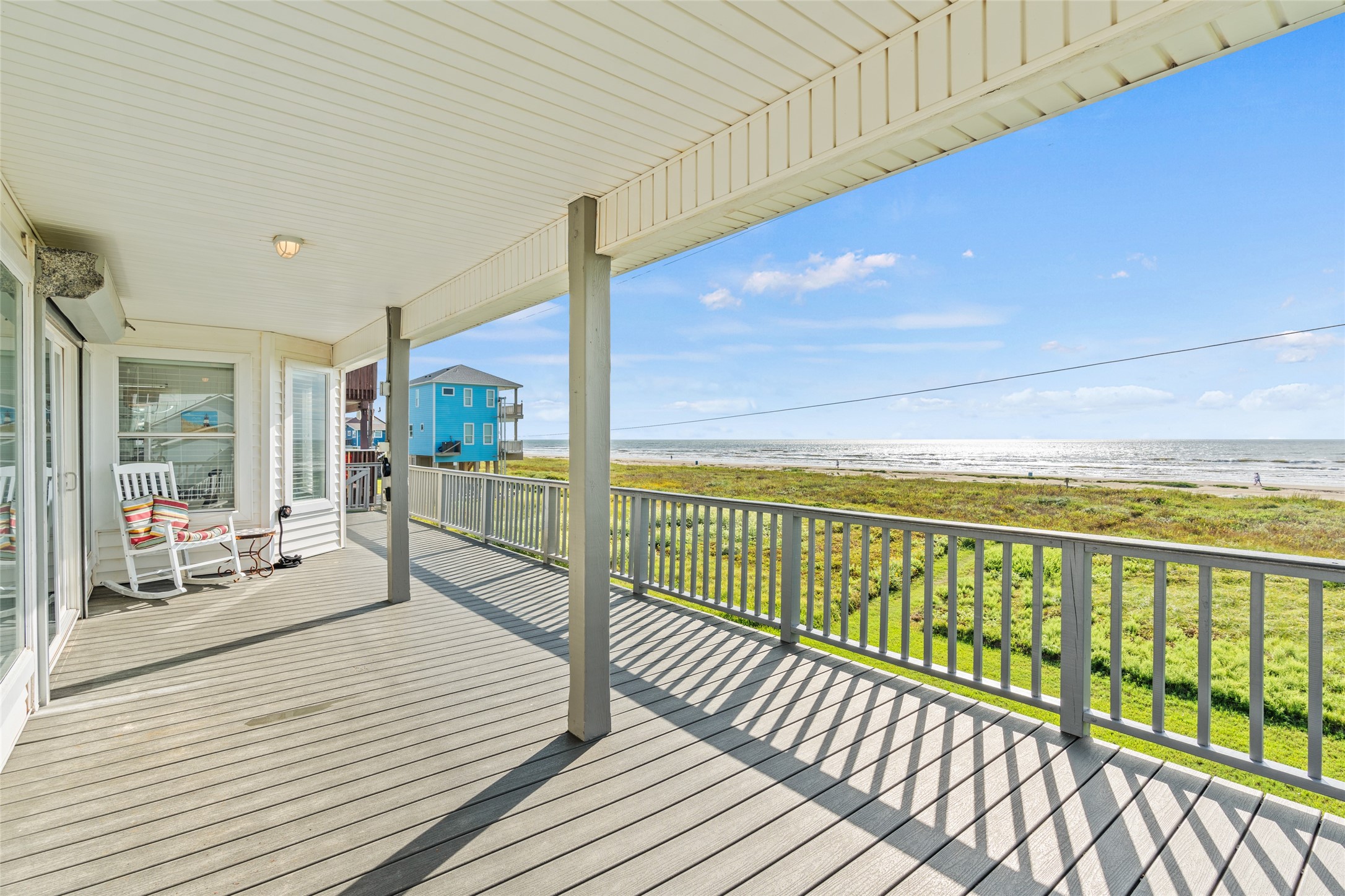 This oceanfront deck is perfect for enjoying seaside living.