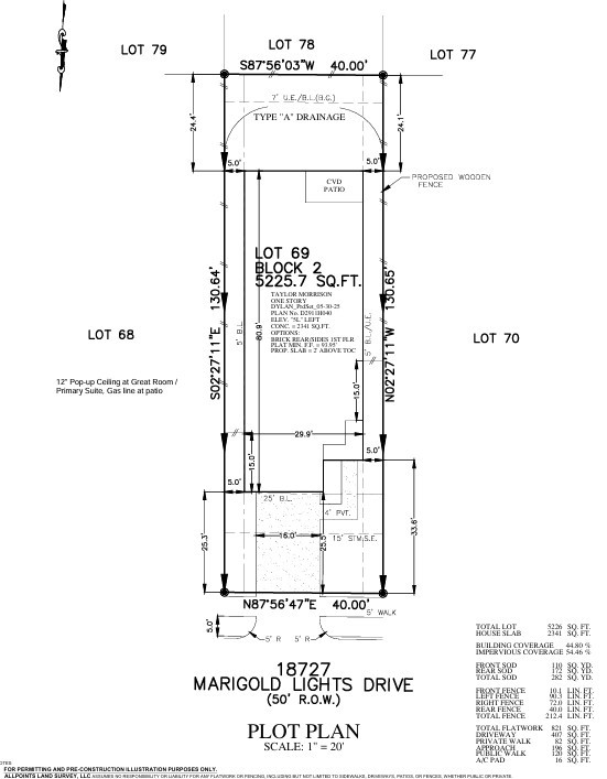 18727 Marigold Lights Drive Preliminary Plot Plan