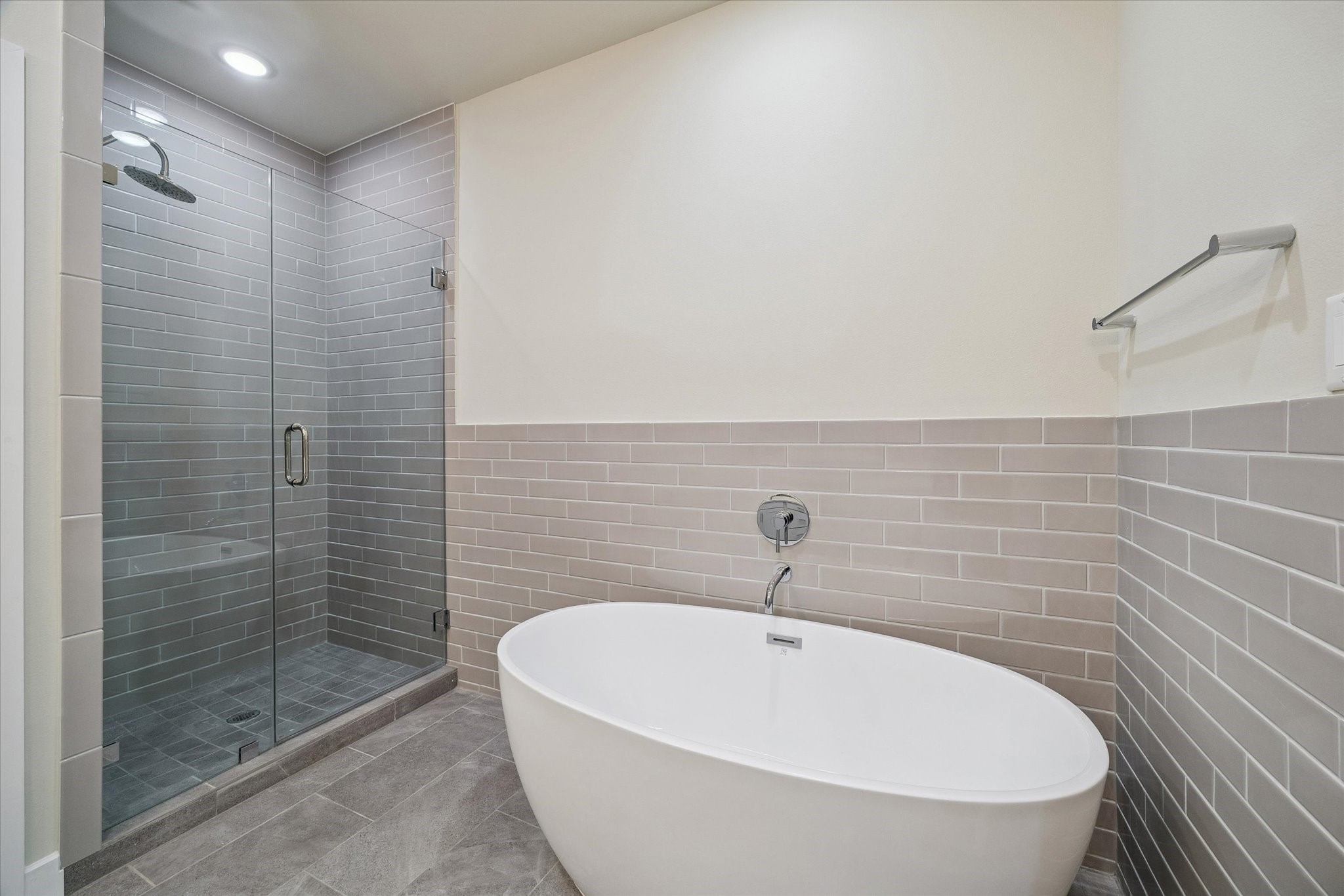 Representative photo showing the communitys model home primary bathroom. Layout and selections may vary.