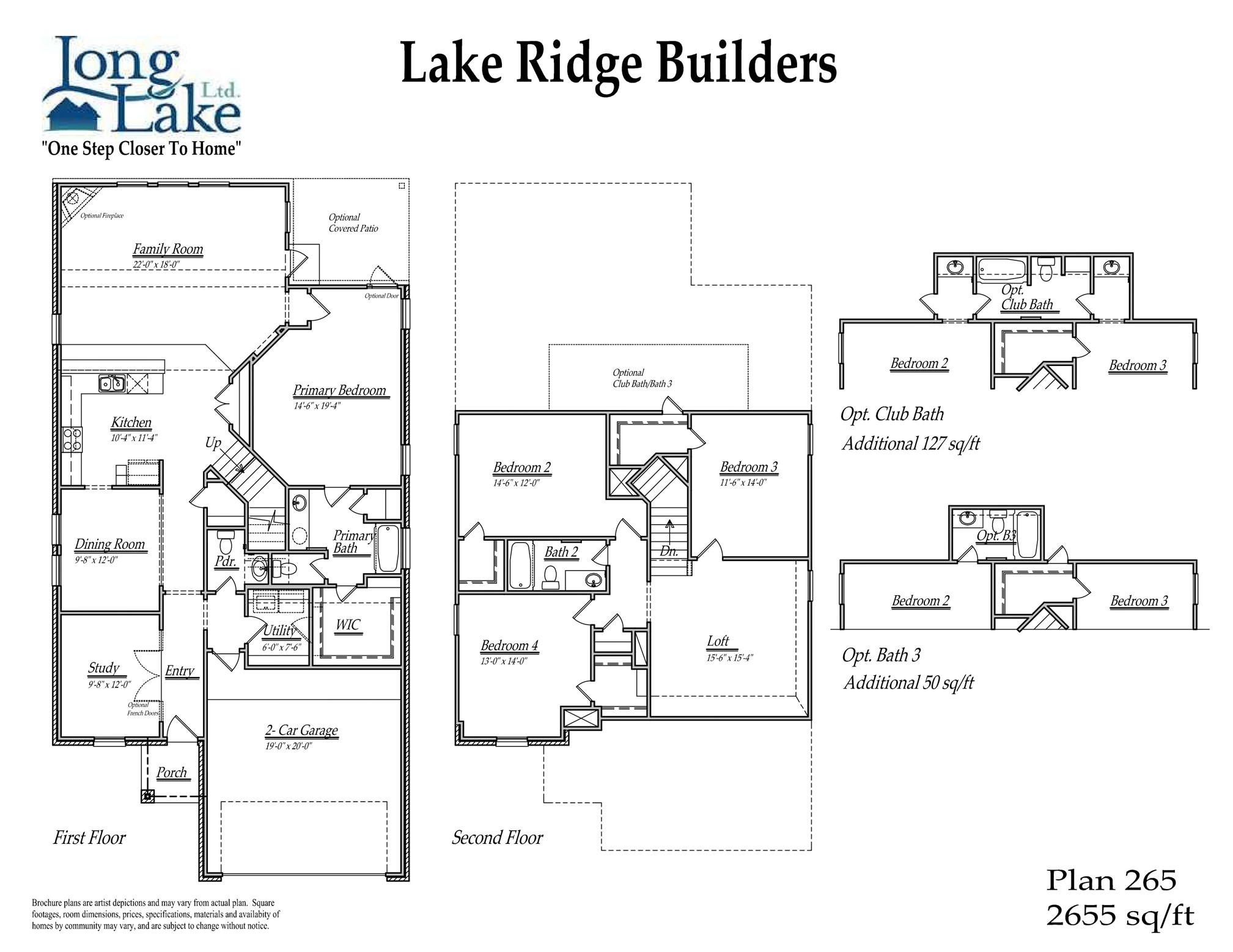 Plan 265 features 4 bedrooms, 3 full baths, 1 half bath and over 2,600 square feet of living space.