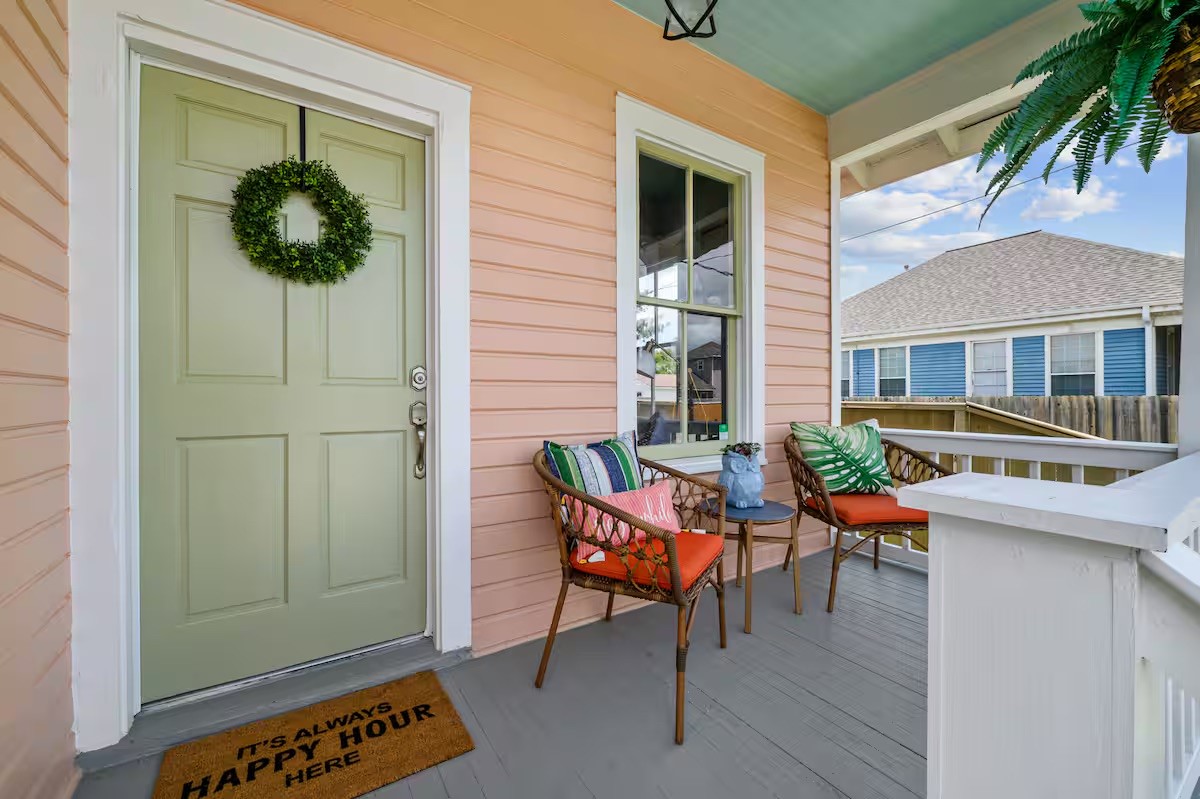 Enjoy Gulf breezes from the covered front porch
