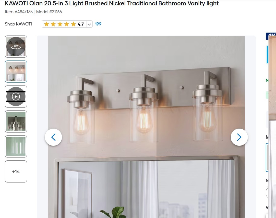 New Vanity Light Fixture to be installed.