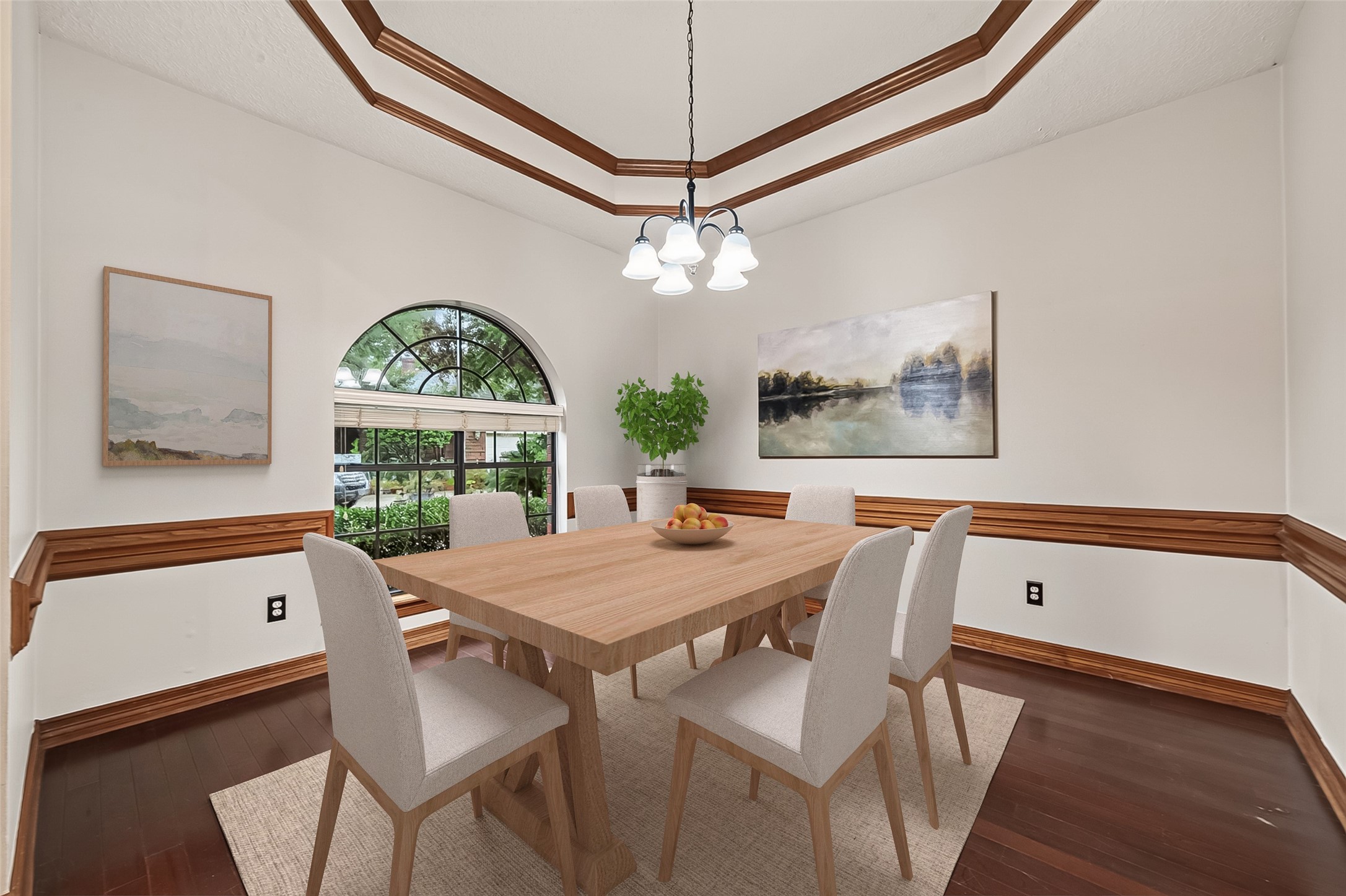 Large Formal Dining Room with wood floors and crown molding Large Formal Dining Room with wood floors and crown molding
