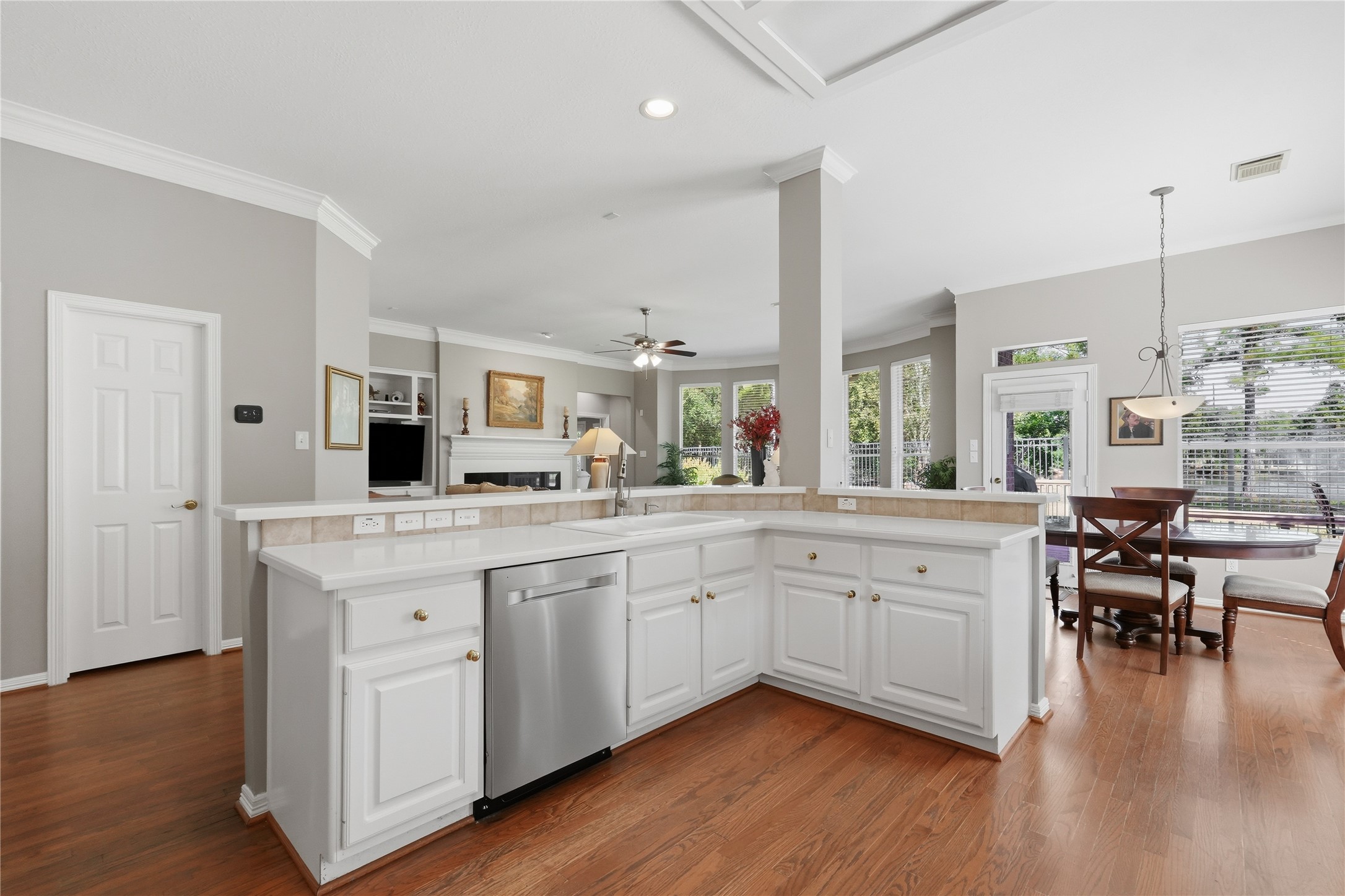 Notice how open the kitchen is to the living area.