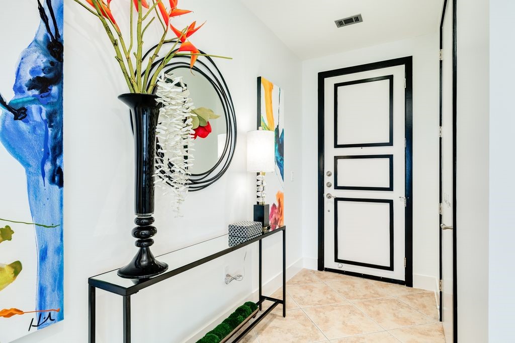 Unit entry with designer touches throughout