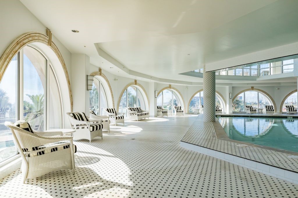 Diamond Beach seating area around indoor pool