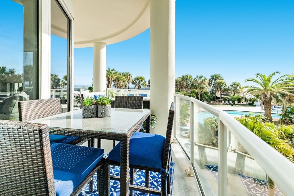 Large balcony with room for multiple seating venues