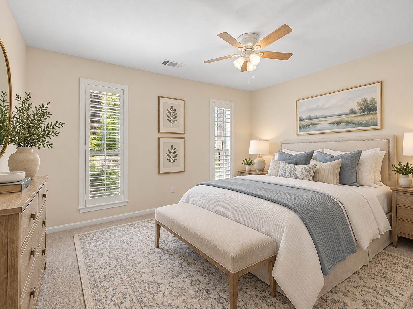All of the secondary bedrooms are large and roomy.  Digitally staged.