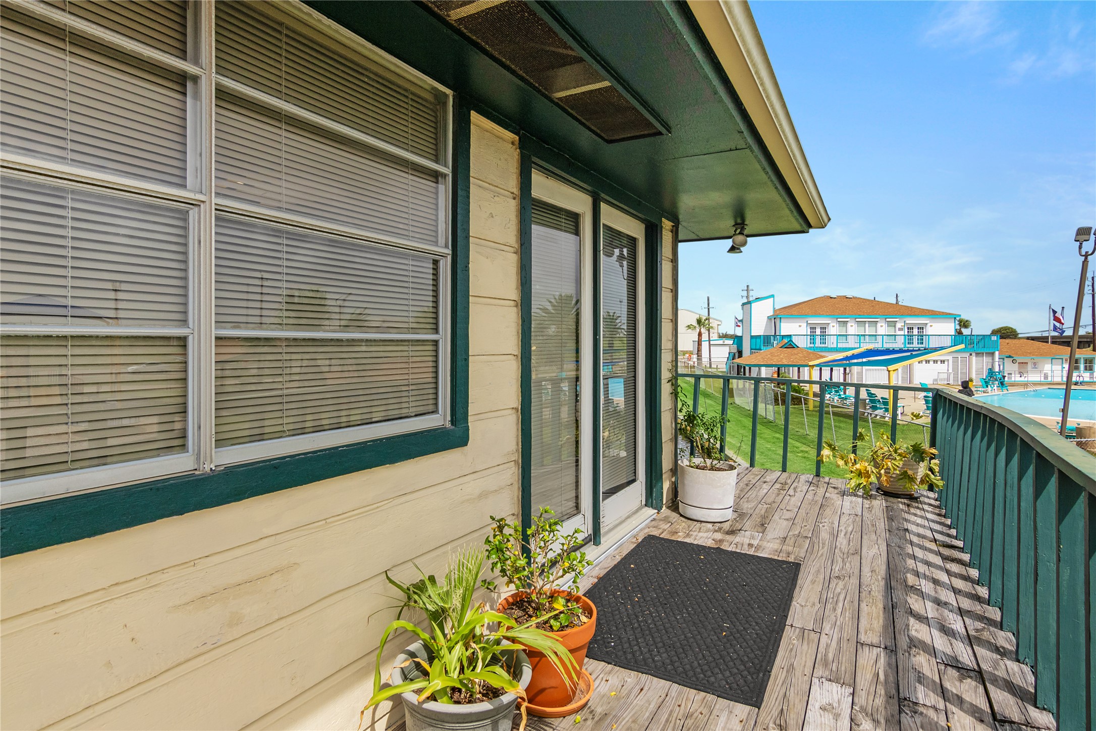 Upstairs entry with French doors. Great View from the deck.