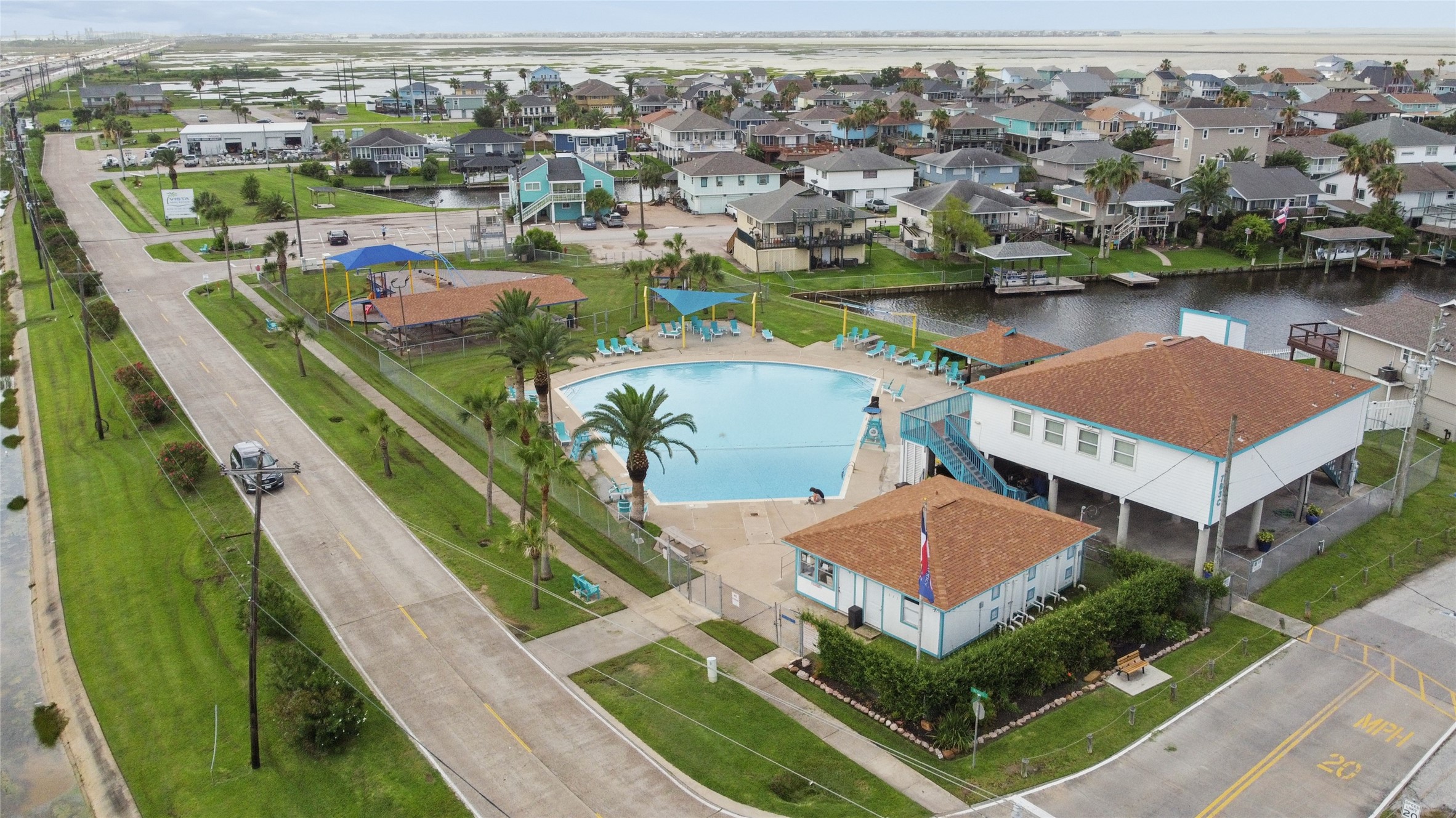 Community center, beautiful city pool, playground and covered picnic area can be seen from the canal side decks.
Aerobic Swimming for adults during the summer weekday mornings.