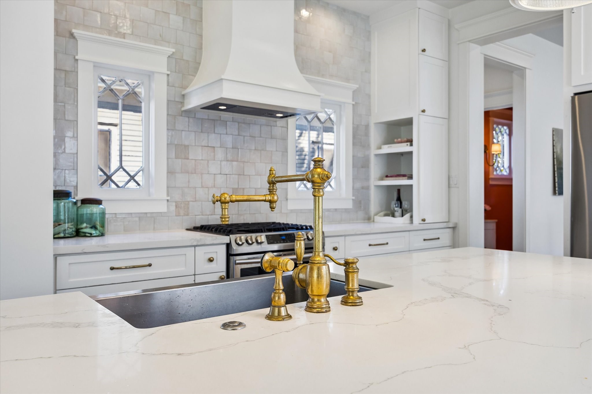 COUNTER TO CEILING HANDMADE CERAMIC TILE BACKSPLASH