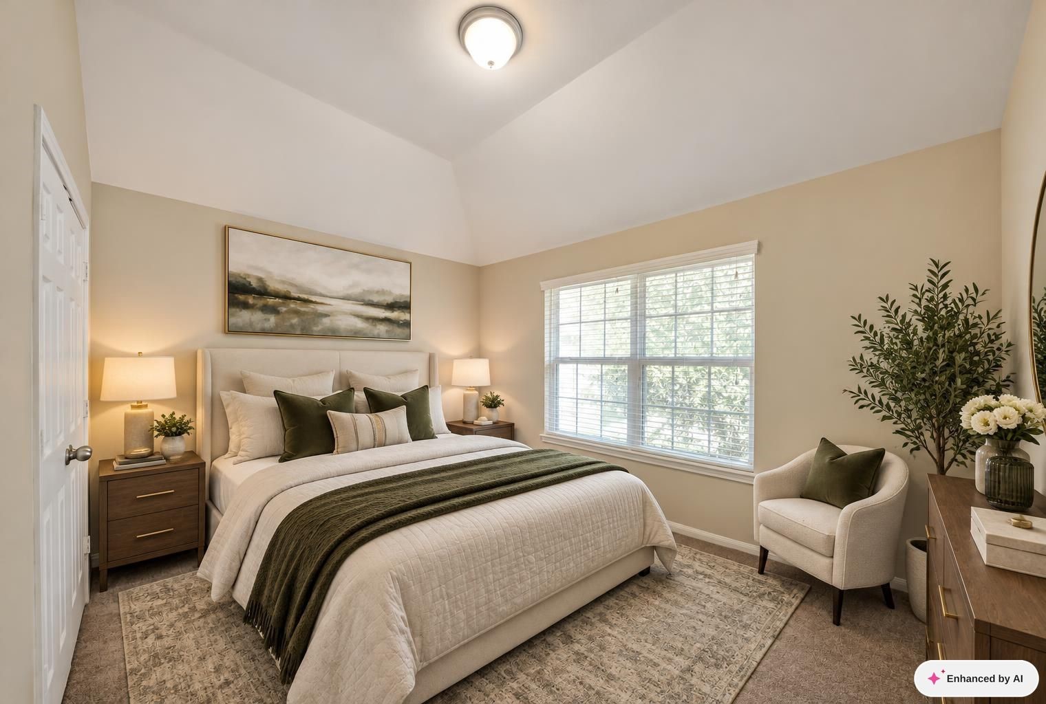 Virtually staged secondary bedroom.