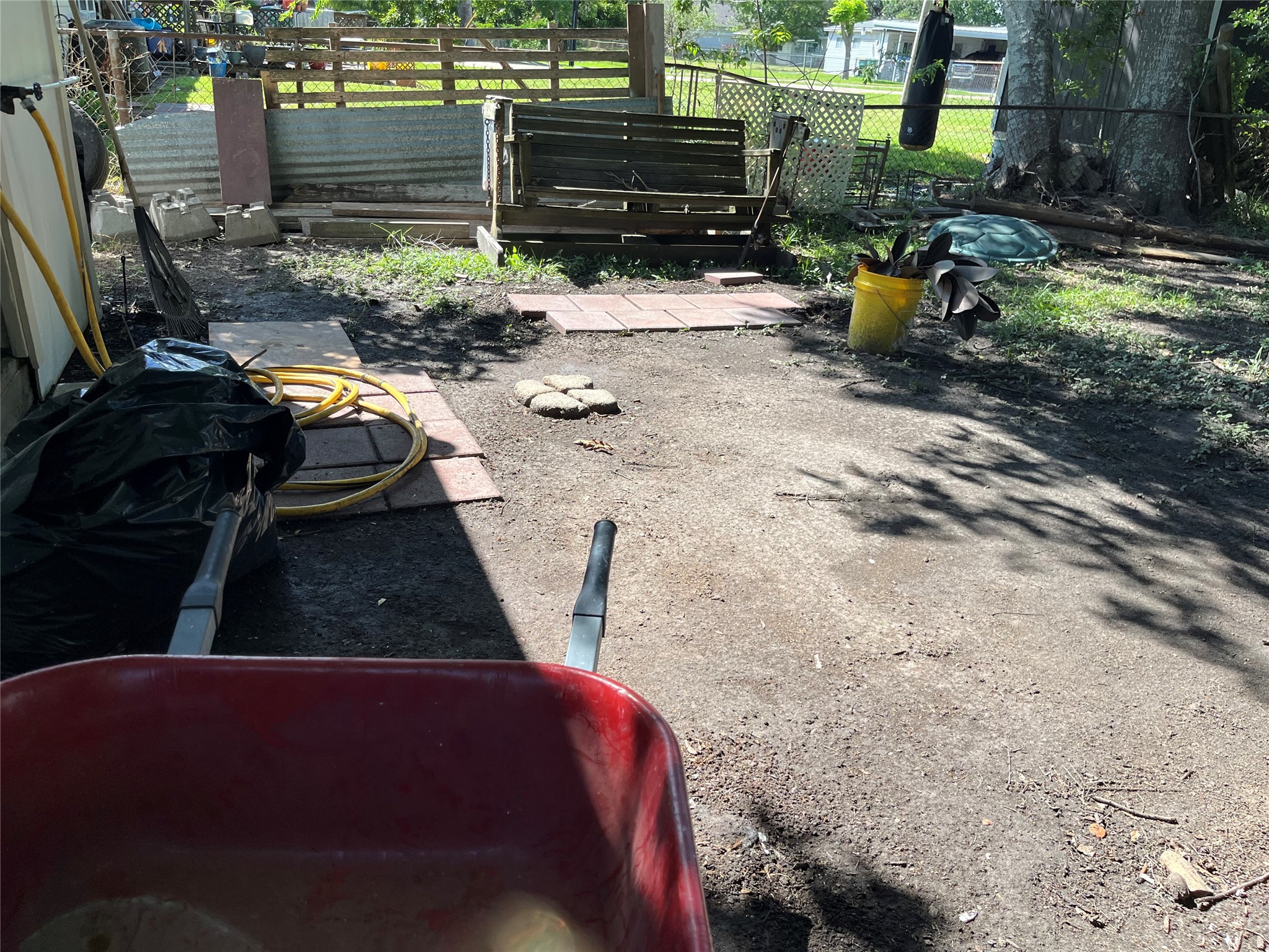 Patio area being cleaned up