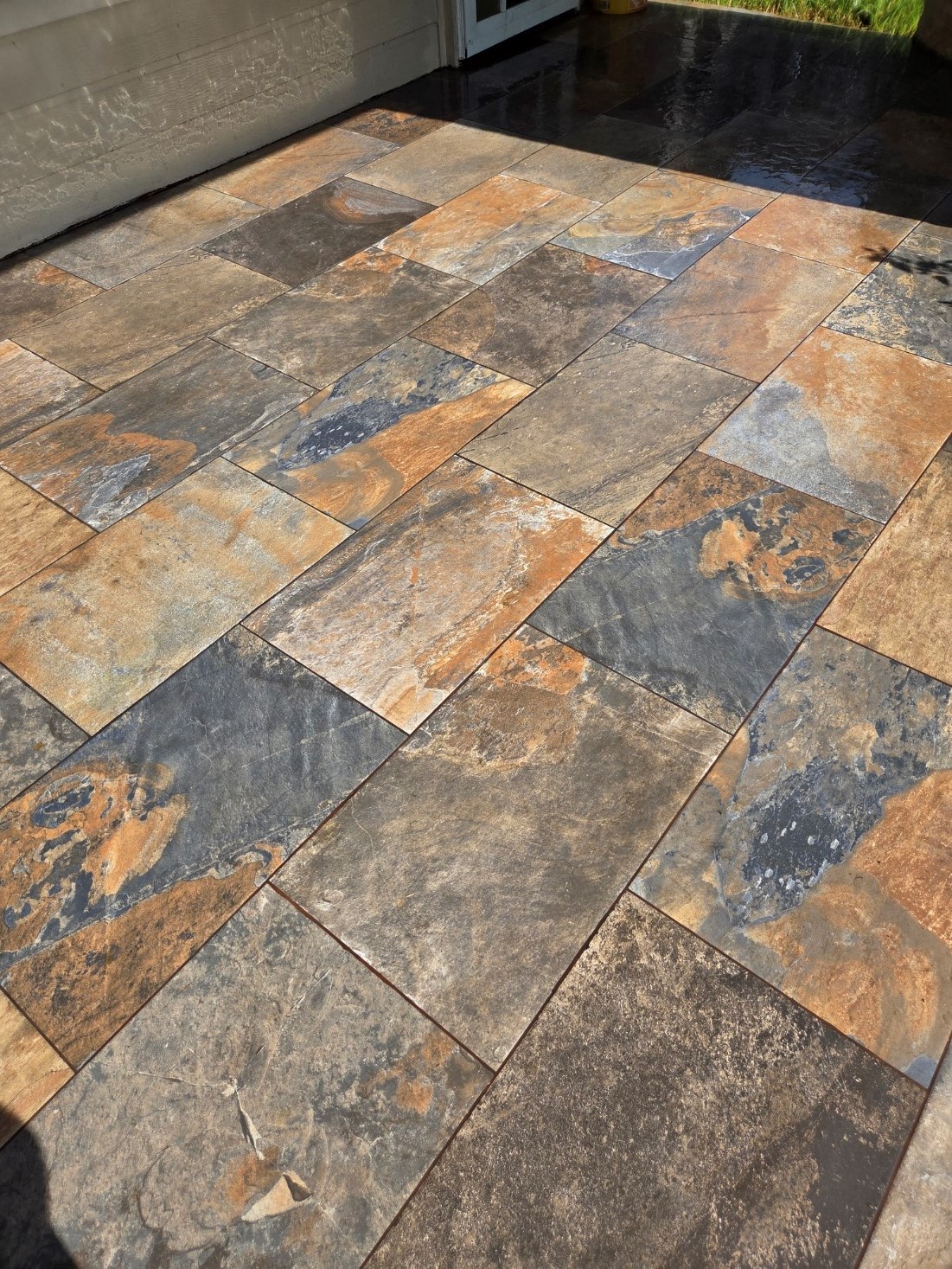 slate tile on covered patio
