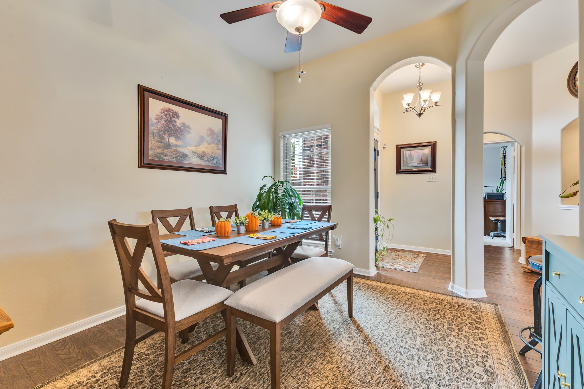 Dining room is to the right.