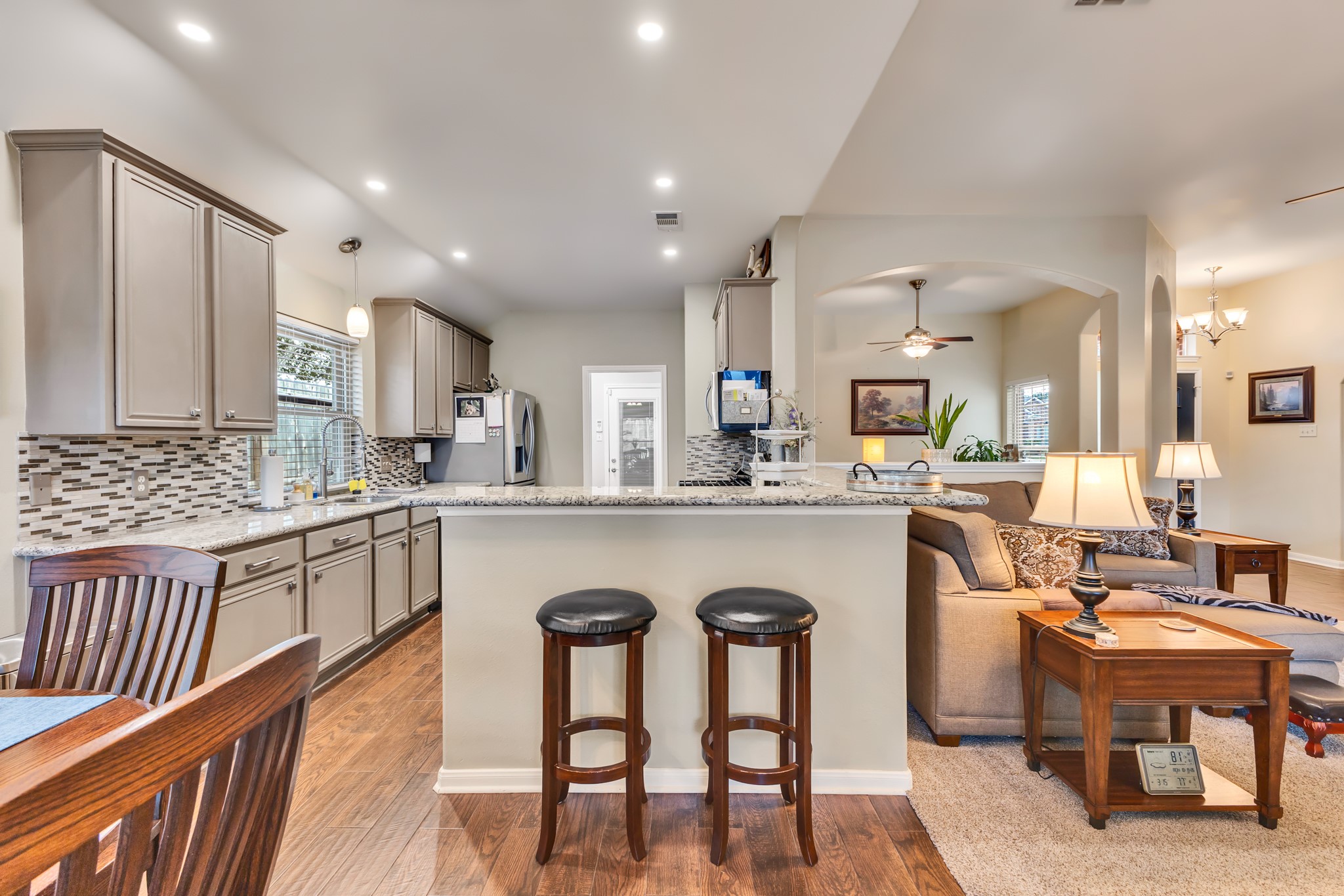 Wonderfully updated kitchen including recessed lighting.