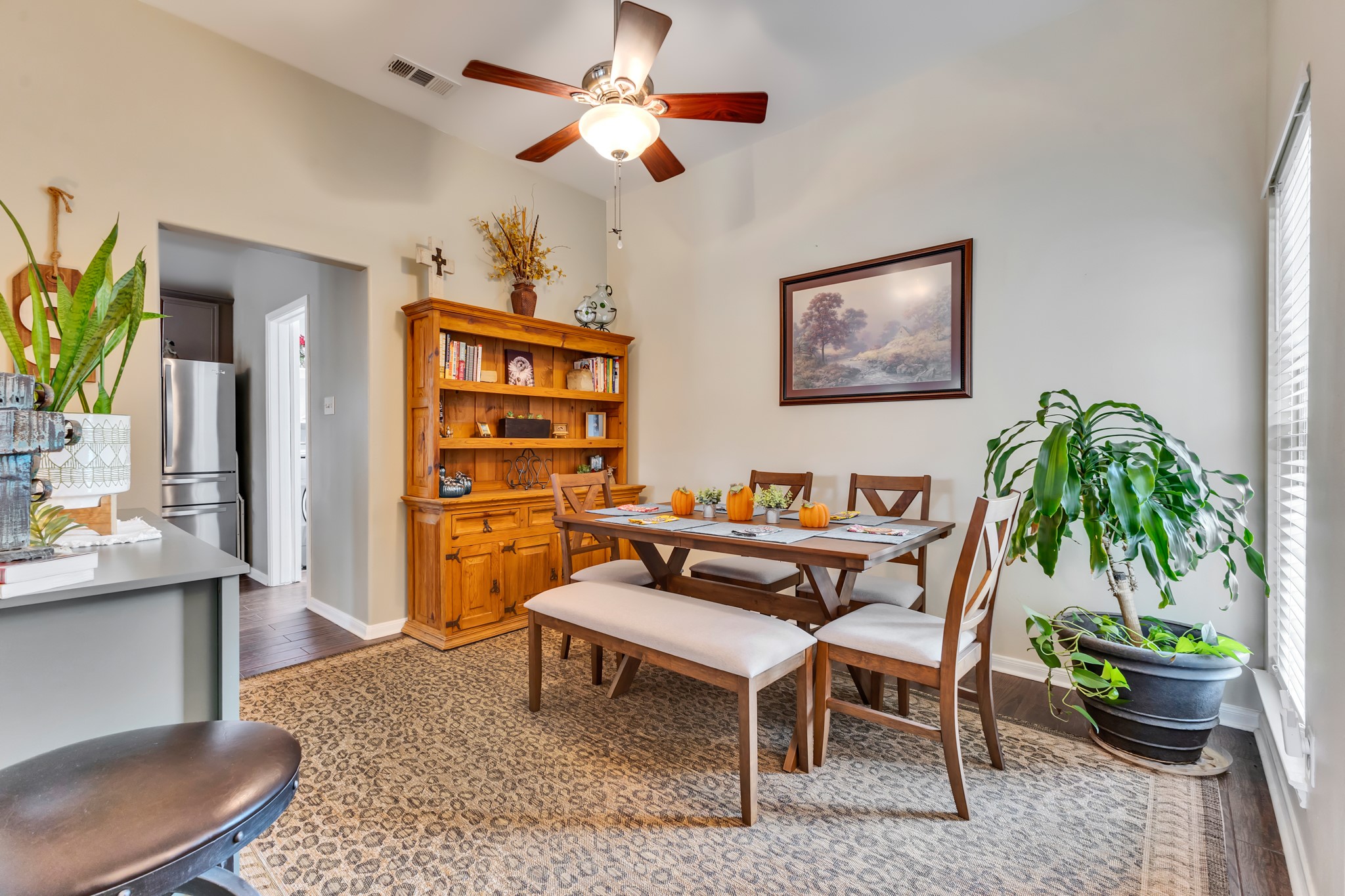 Dining room is easily accessible to the kitchen.