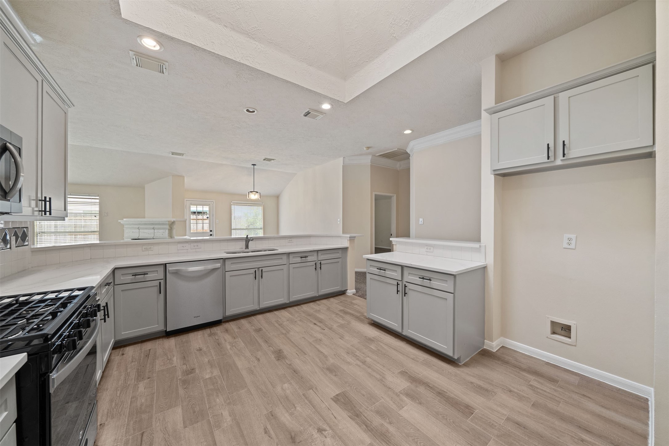 This space has enough room for an island and ample cabinet storage!