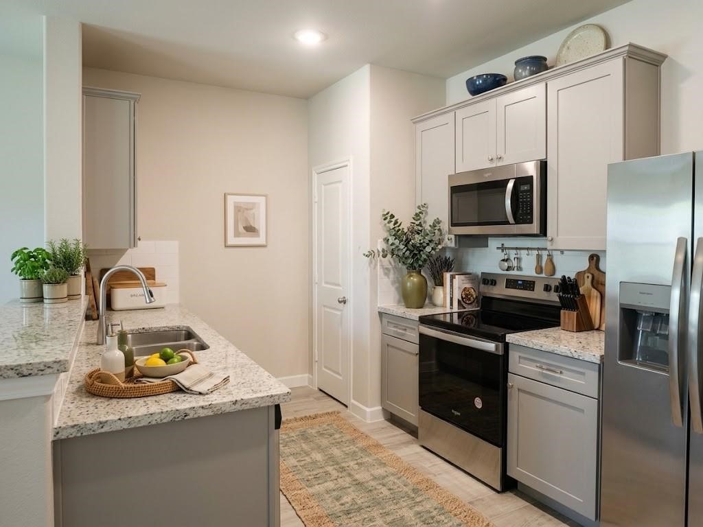Sleek granite countertops.