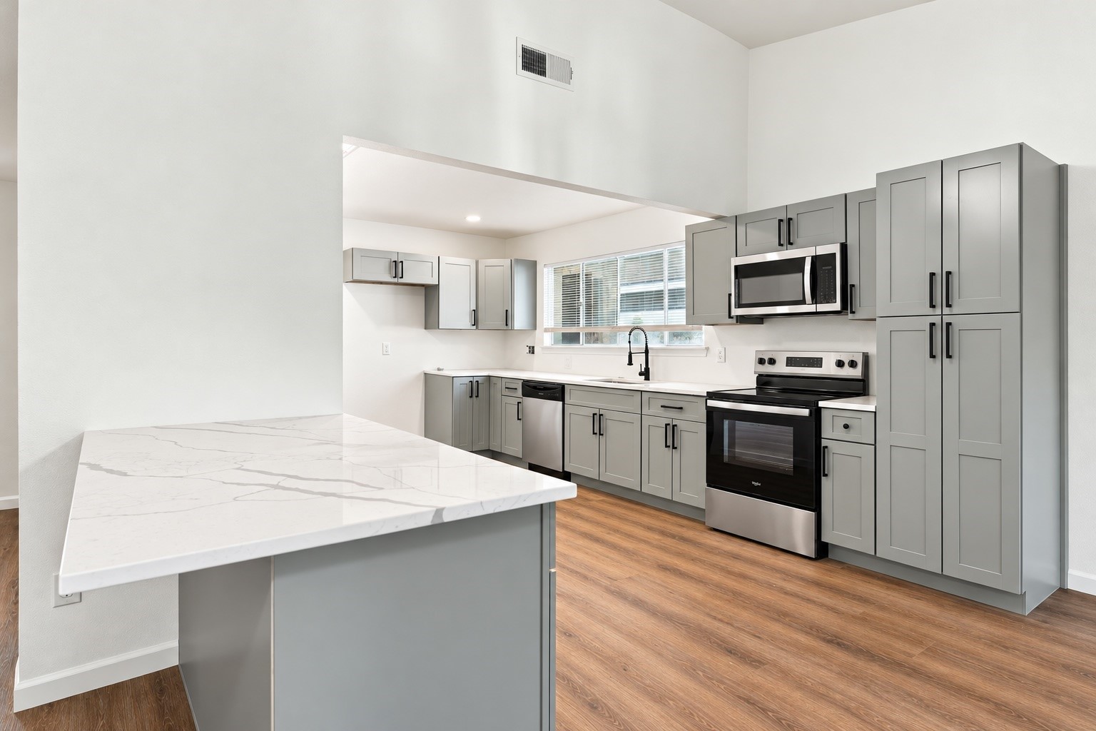 large kitchen and island