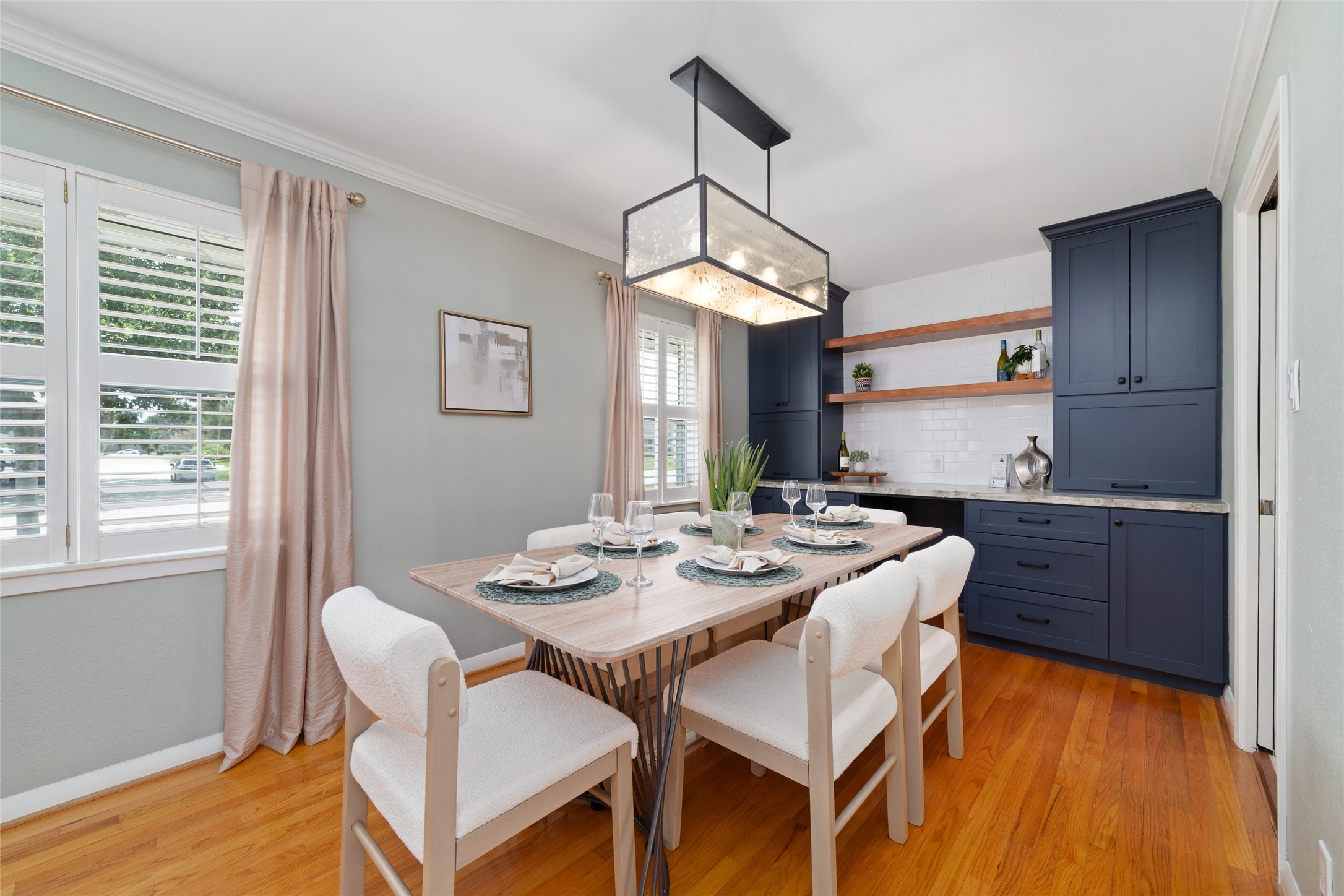 Dining room features a built-in hutch for additional storage