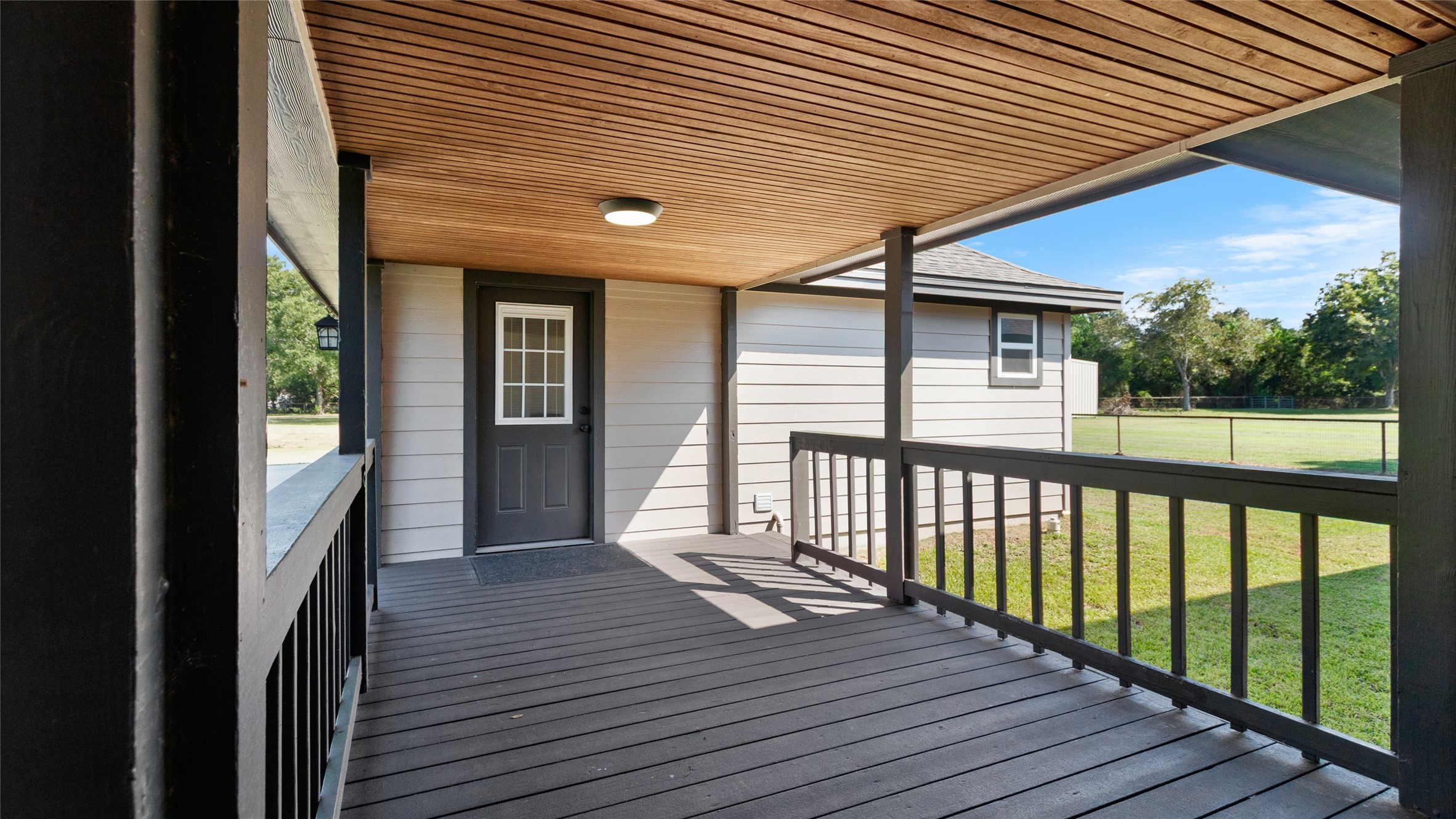 Covered deck to converted garage apartment