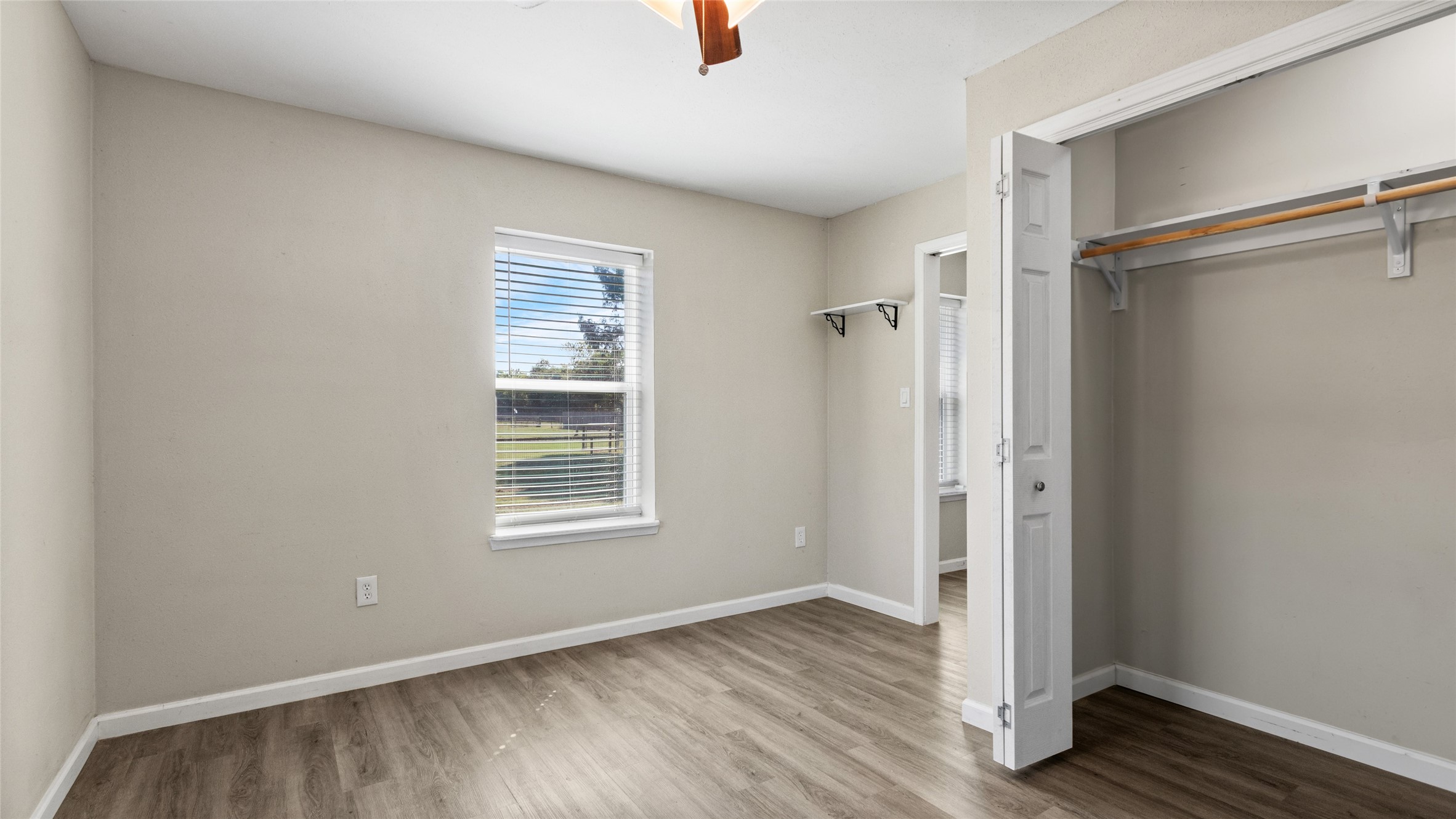 Secondary primary bedroom in converted garage apartment