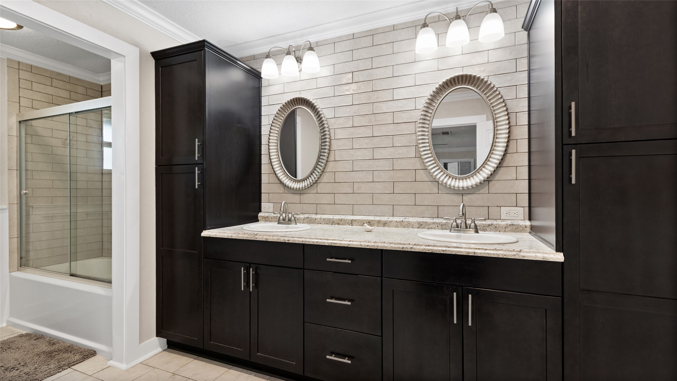 Primary bathroom with double vanities