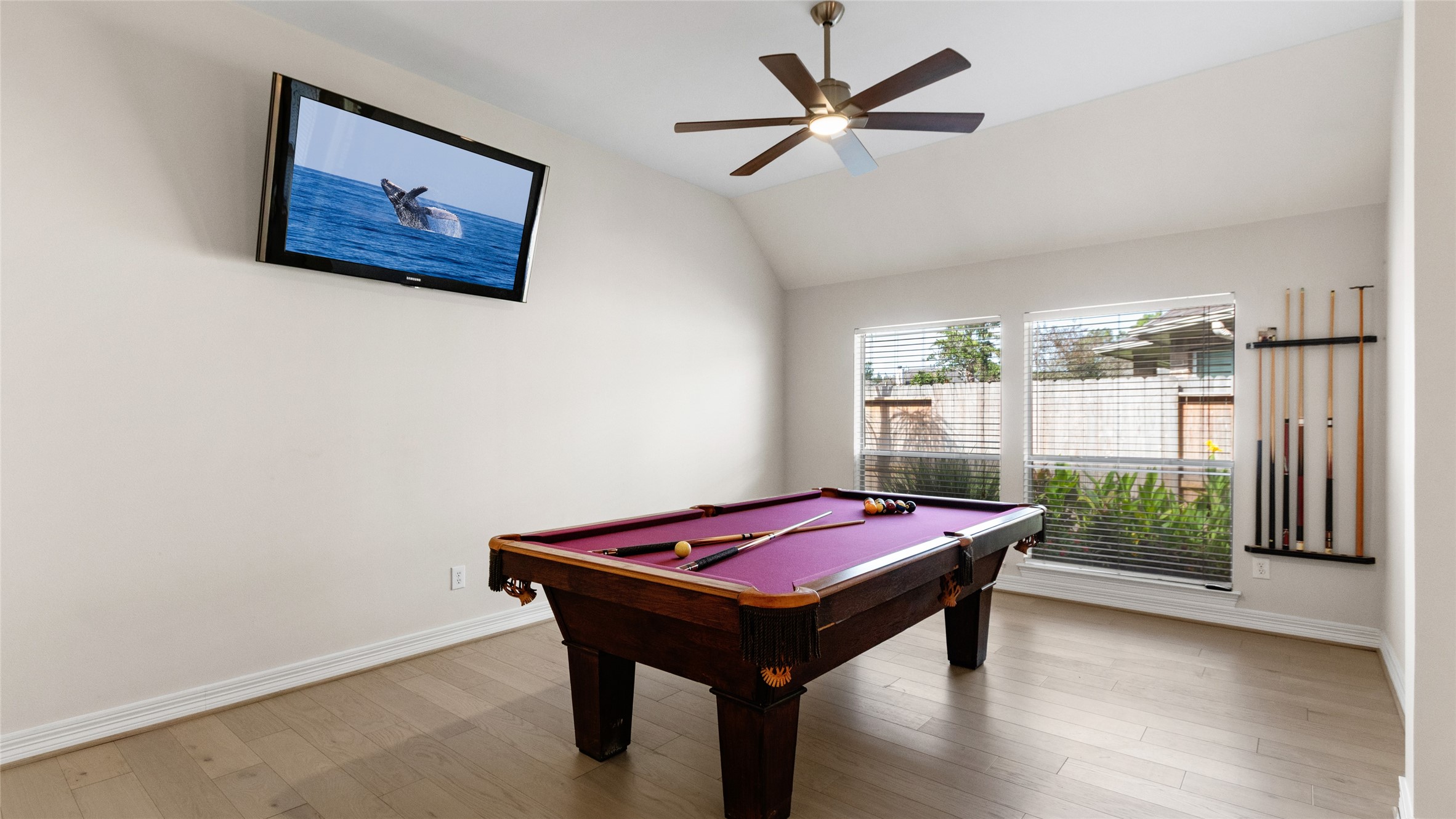 This Gameroom is tucked in it's own corner and could serve great as a secondary office or kids play room.  The TV comes with the house.