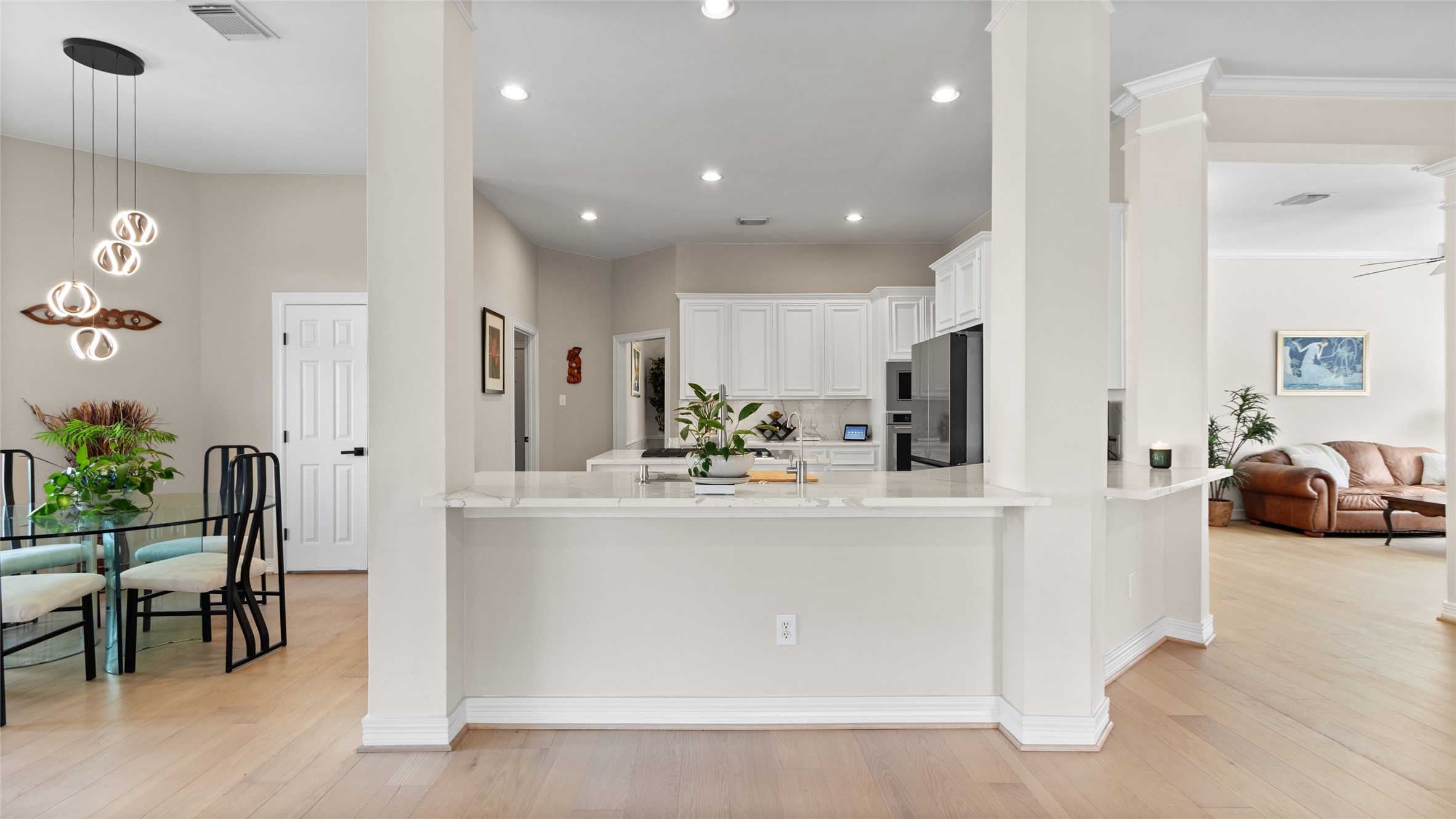 Standing in the Family Room, looking into the renovated kitchen & Breakfast area.