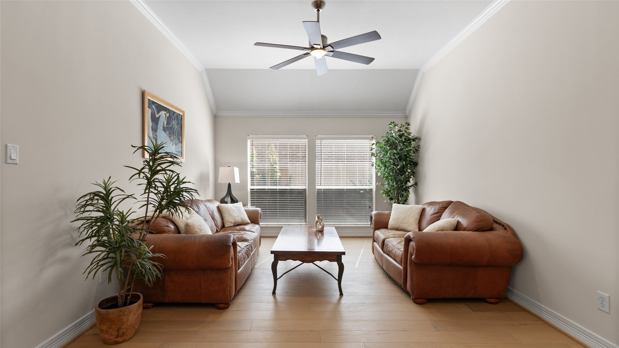 This formal living space could also be closed in for a private office space.