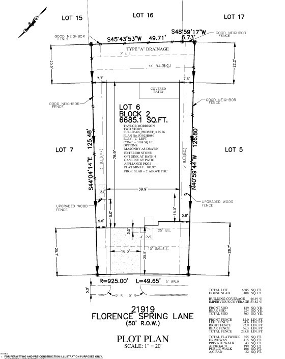 21919 Florence Spring Lane Preliminary Plot Plan
