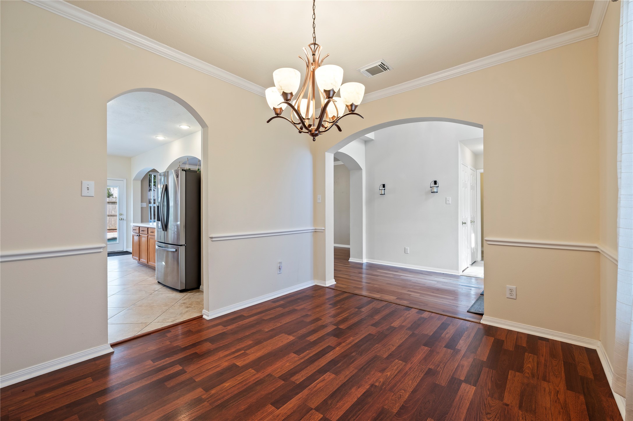 Formal dining connects to the kitchen