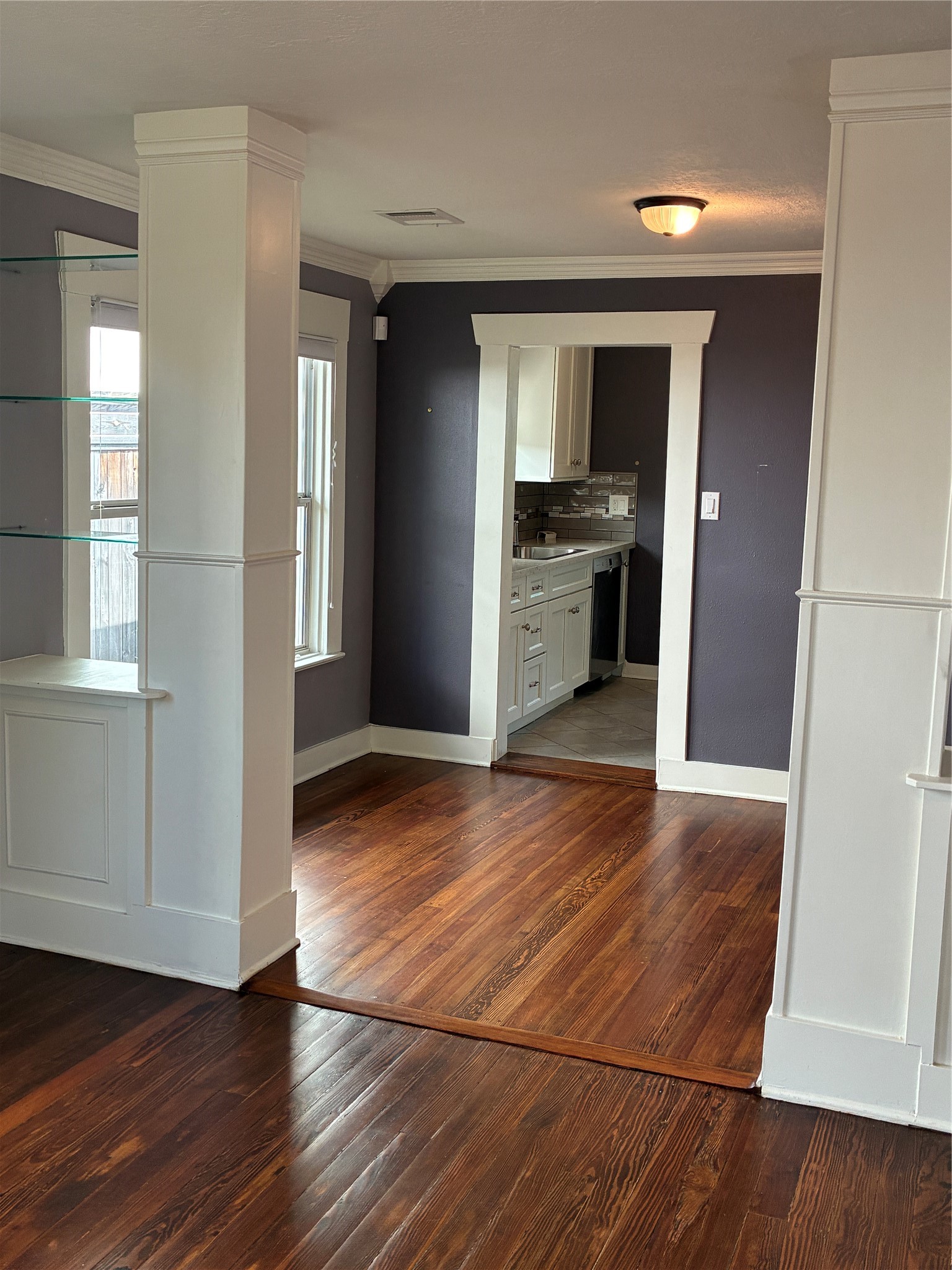 Original hardwood floors throughout living area
