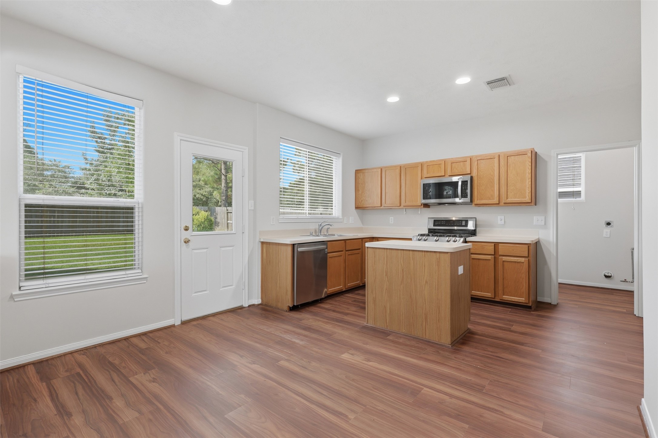 View of the kitchen from the breakfast area.