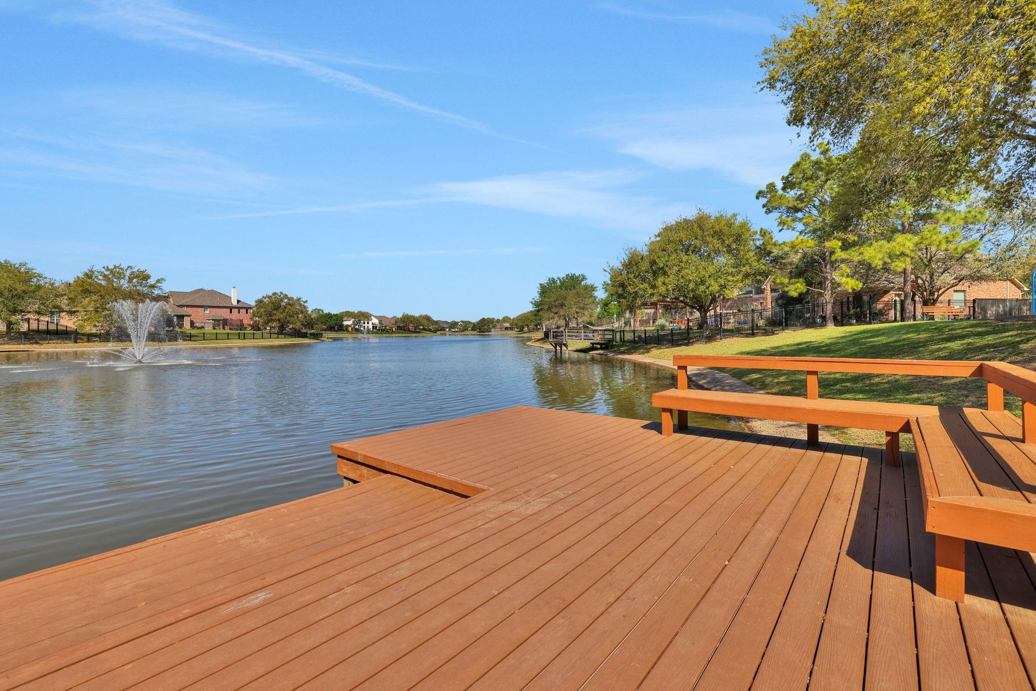 Community catch and relase fishing pond with docks throughout.