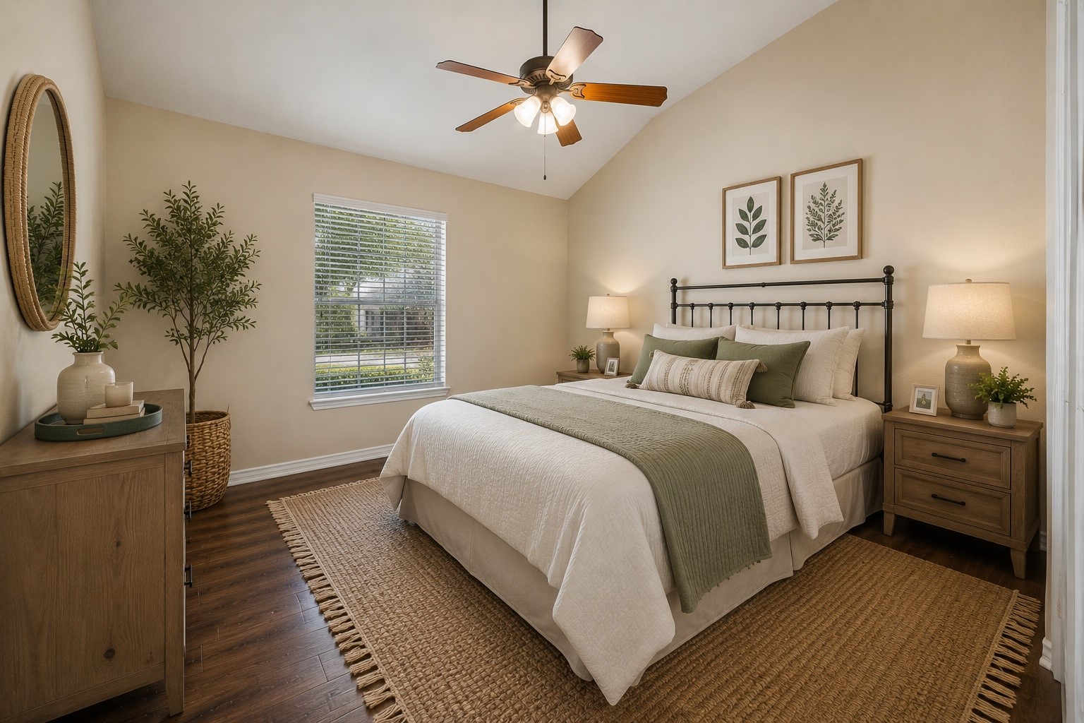 Bright secondary bath features a spacious vanity with ample counter space, updated fixtures, a tub/shower combination, and a clean neutral palette, offering a fresh and functional space for family or guests.