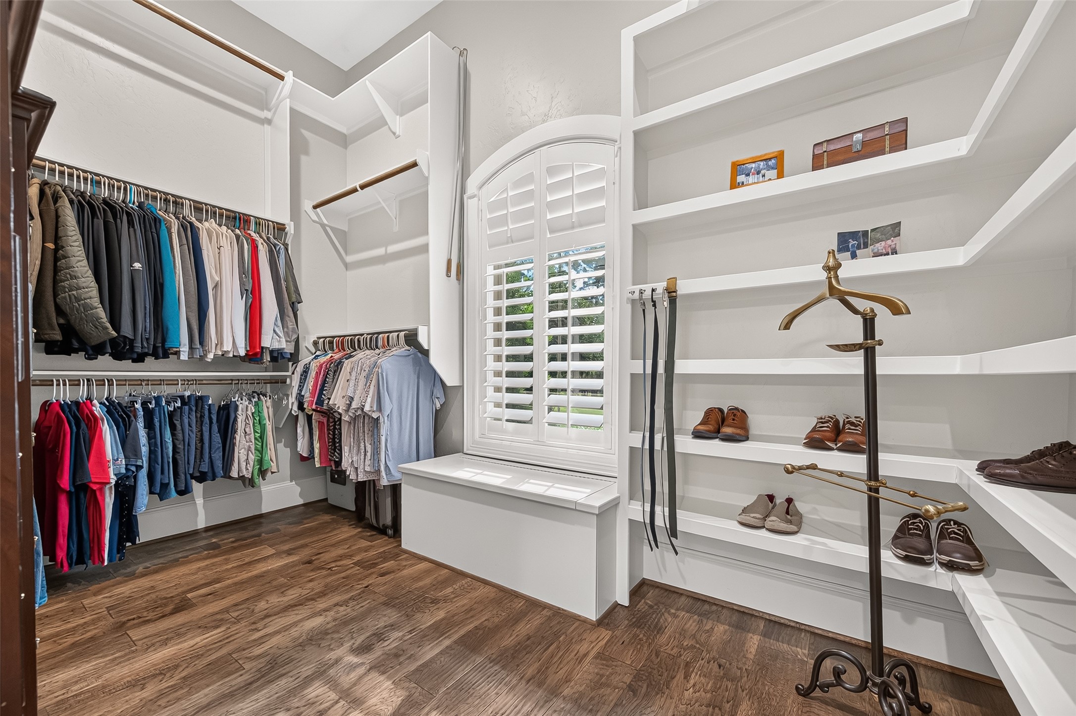 Two closets in the primary bedroom.