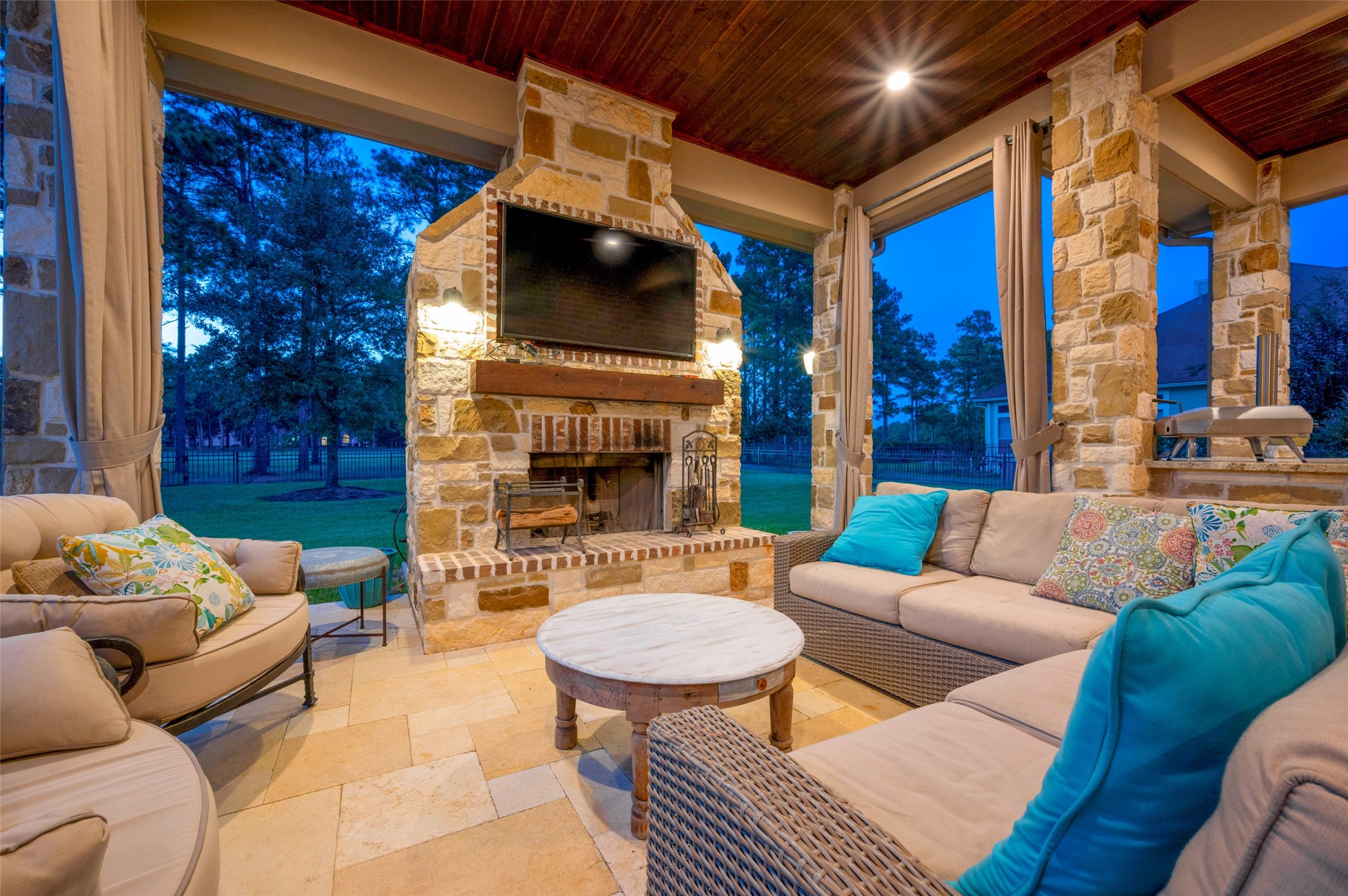 Cozy place to warm up and watch movies or your favorite sport.